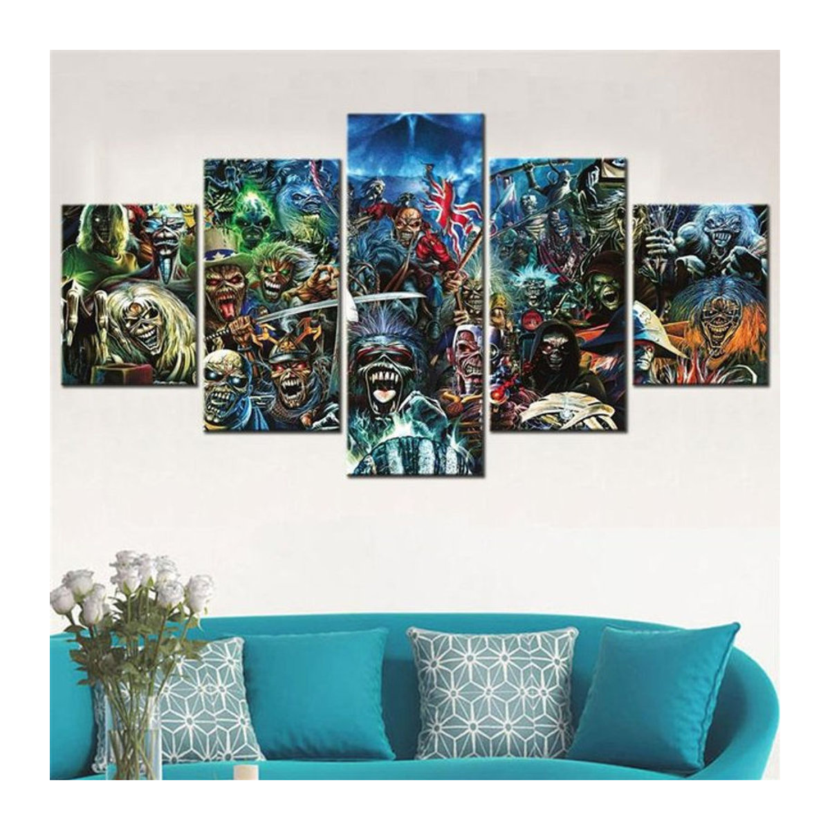 5-teiliges Wandkunst-Leinwand-Set Iron Maiden von Fairy Art Gallery, modernes mehrfarbiges Leinwandbild für die Teenager-Zimmer-Dekoration, Querformat, Rahmenlos - Bild 1