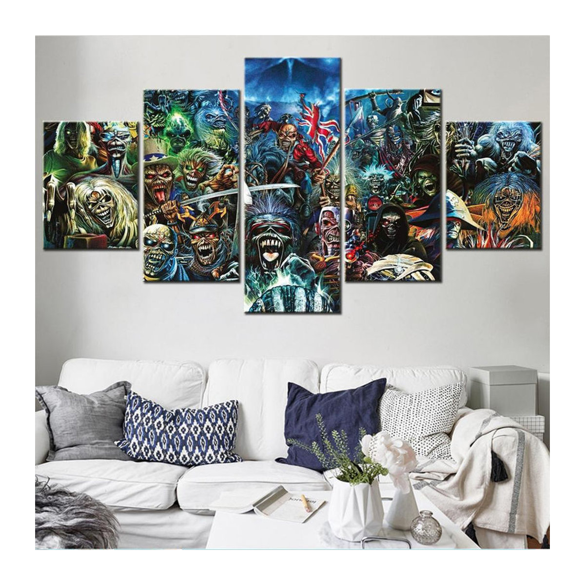 5-teiliges Wandkunst-Leinwand-Set Iron Maiden von Fairy Art Gallery, modernes mehrfarbiges Leinwandbild für die Teenager-Zimmer-Dekoration, Querformat, Rahmenlos - Bild 3