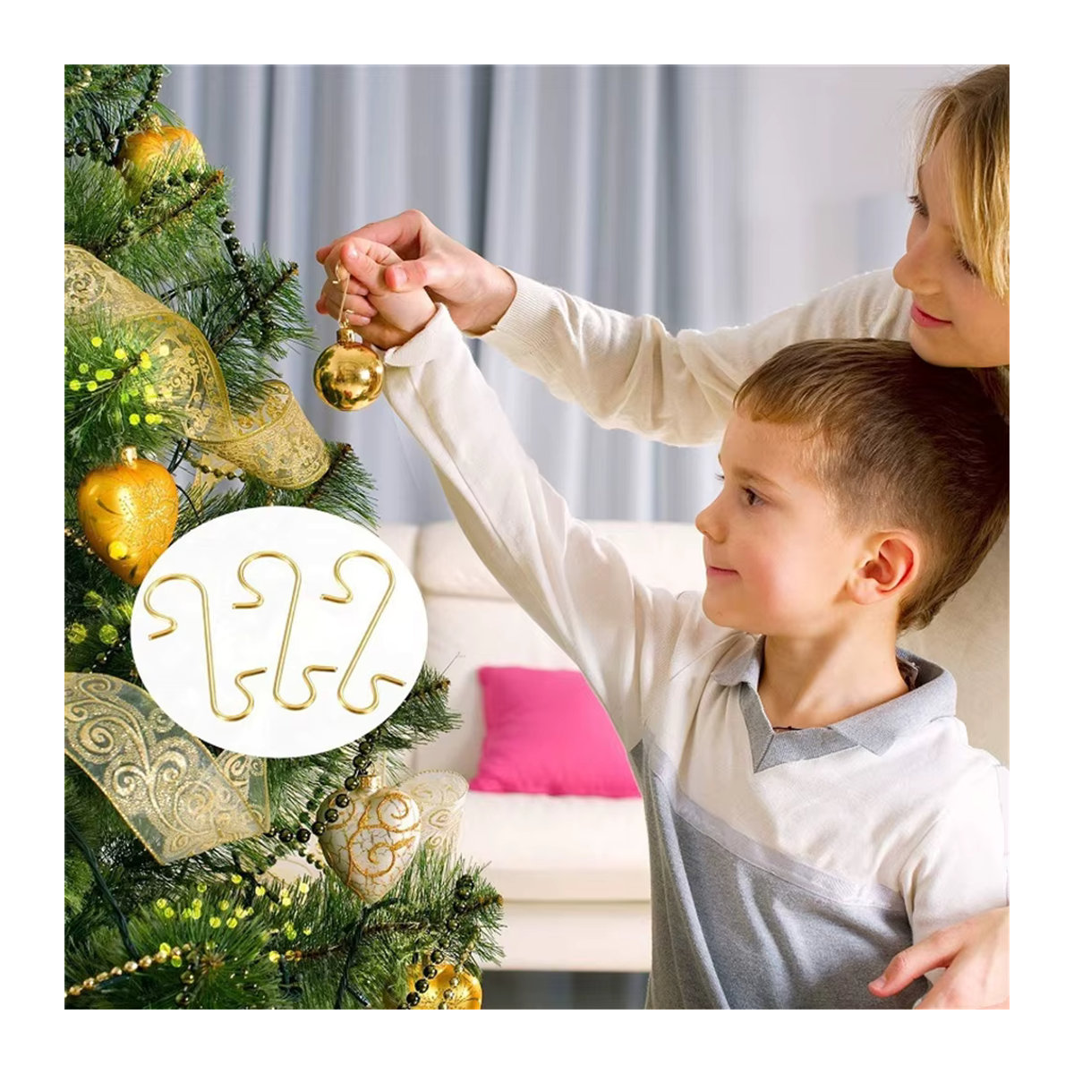 50 Stück chouchouter Weihnachtshaken aus Metall in Gold, Silber und Multicolor zum Aufhängen von Weihnachtsbaumkugeln und Ornamenten - Bild 2