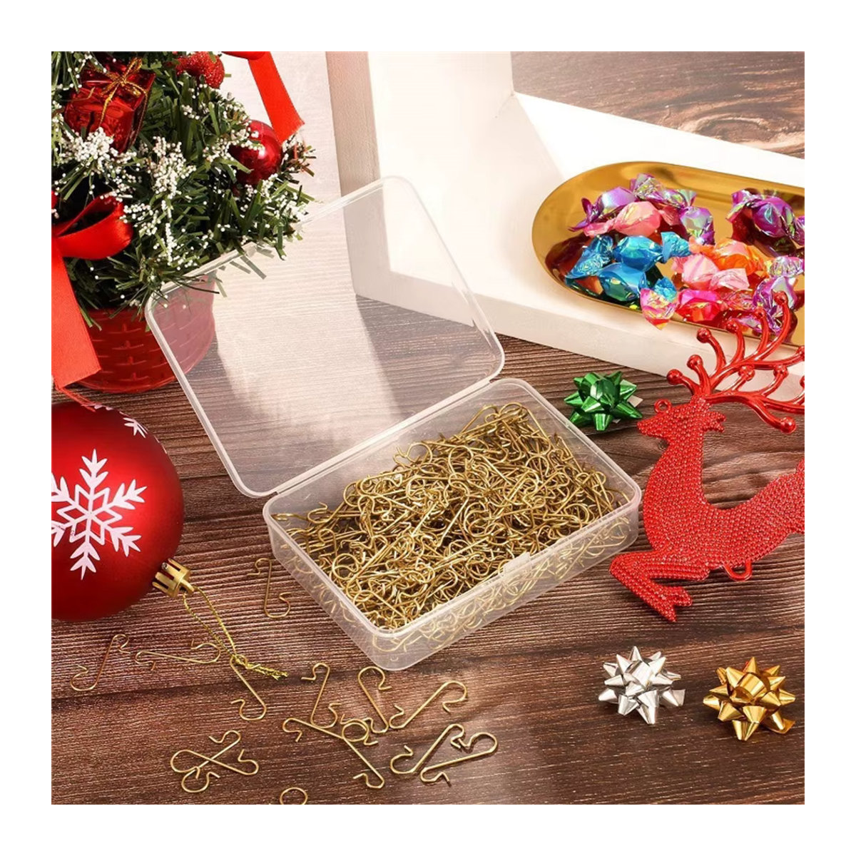 50 Stück chouchouter Weihnachtshaken aus Metall in Gold, Silber und Multicolor zum Aufhängen von Weihnachtsbaumkugeln und Ornamenten - Bild 3