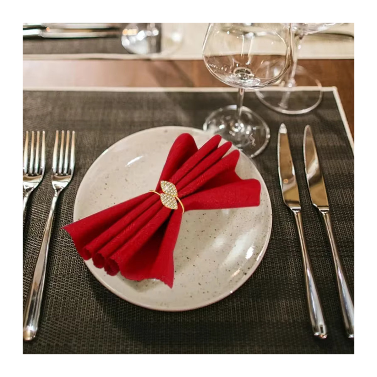 50 Stück elegante Serviettenringe in Blatt-Optik in Gold und Silber für Hochzeit und Geburtstag - Bild 3
