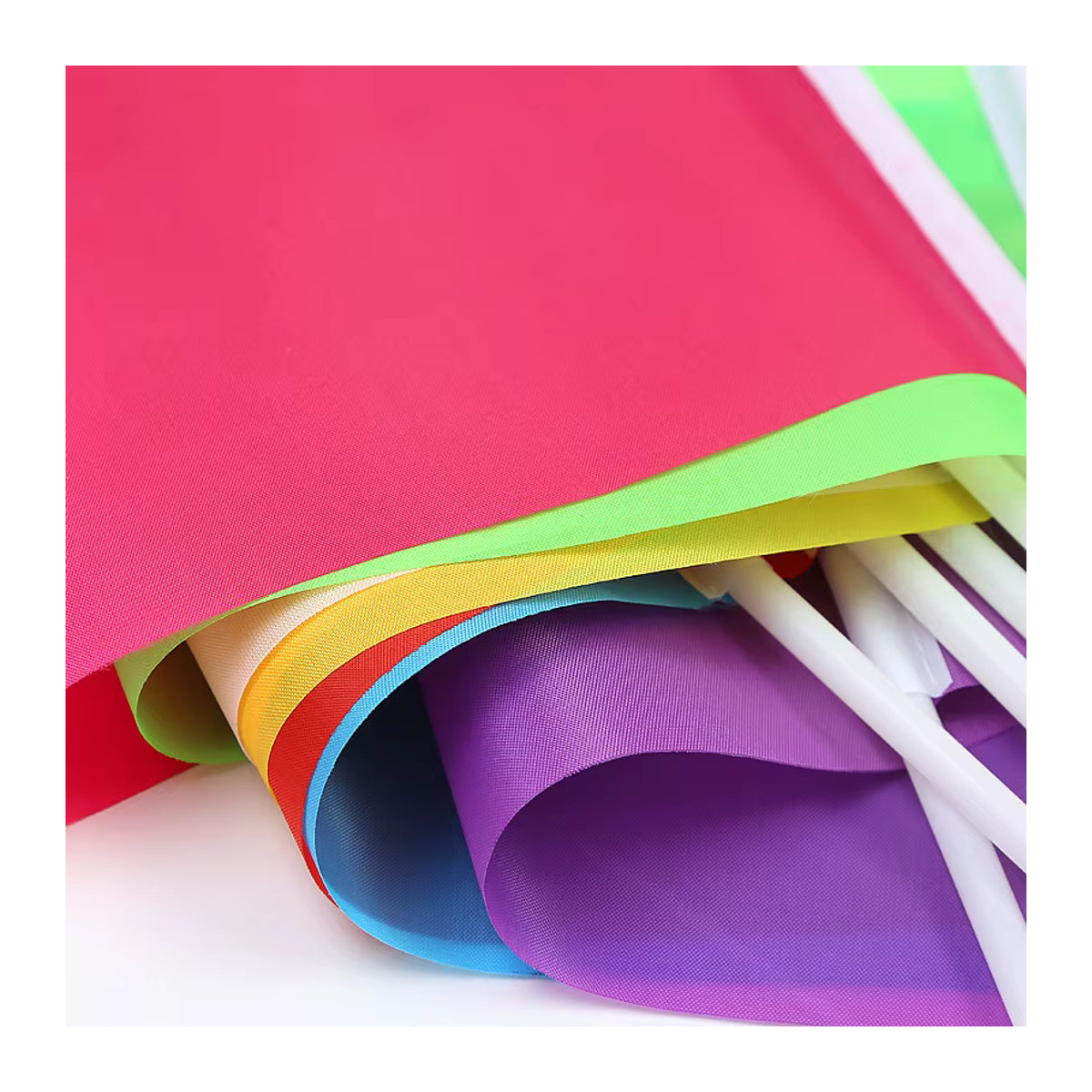 50 Stück individuelle Handflaggen von Eoodlove in Grün, Rechteckig, B/H: 14 x 21 cm, aus Polyester mit Kunststoff-Fahnenmast - Bild 5