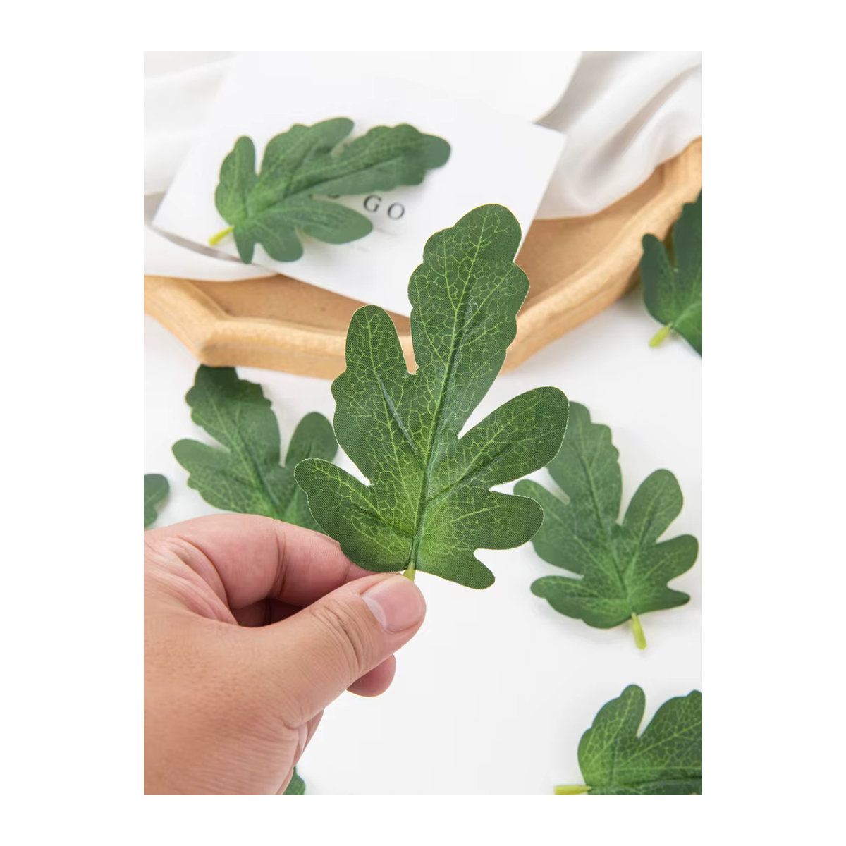50 Stück künstliche Wassermelonenblätter aus Textil in Grün von CYJT für DIY Dekorationen, Hochzeiten und Weihnachten - Bild 5