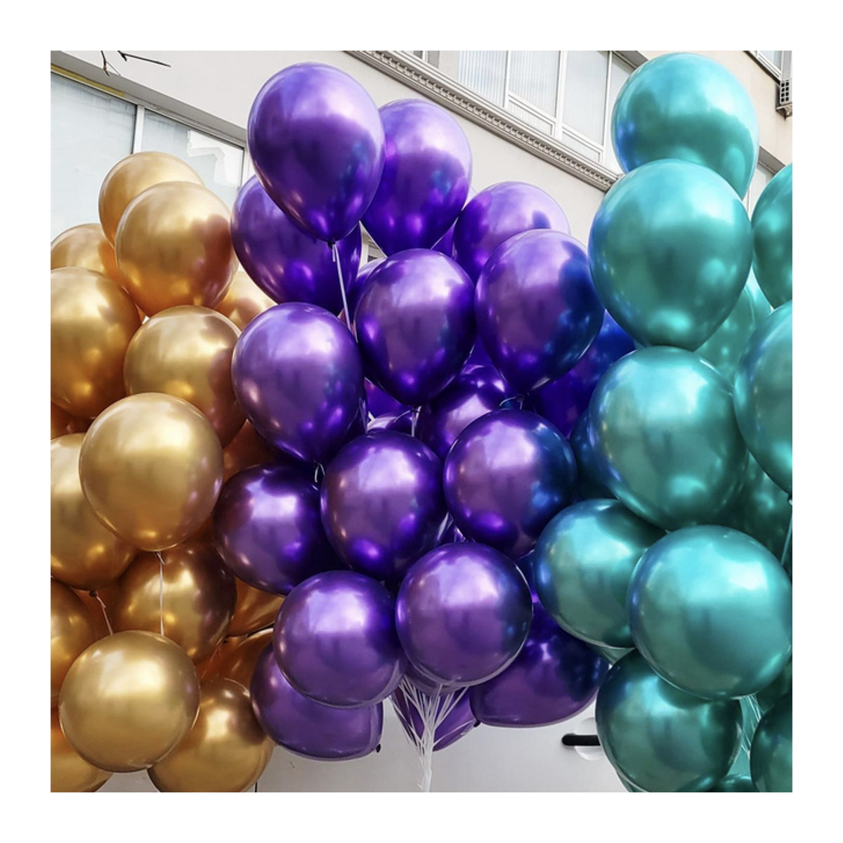 50 Stück LQZZY Metallballons aus Latex in mehrfarbig für Hochzeit, Geburtstag, Babyparty und Valentinstag - Bild 1