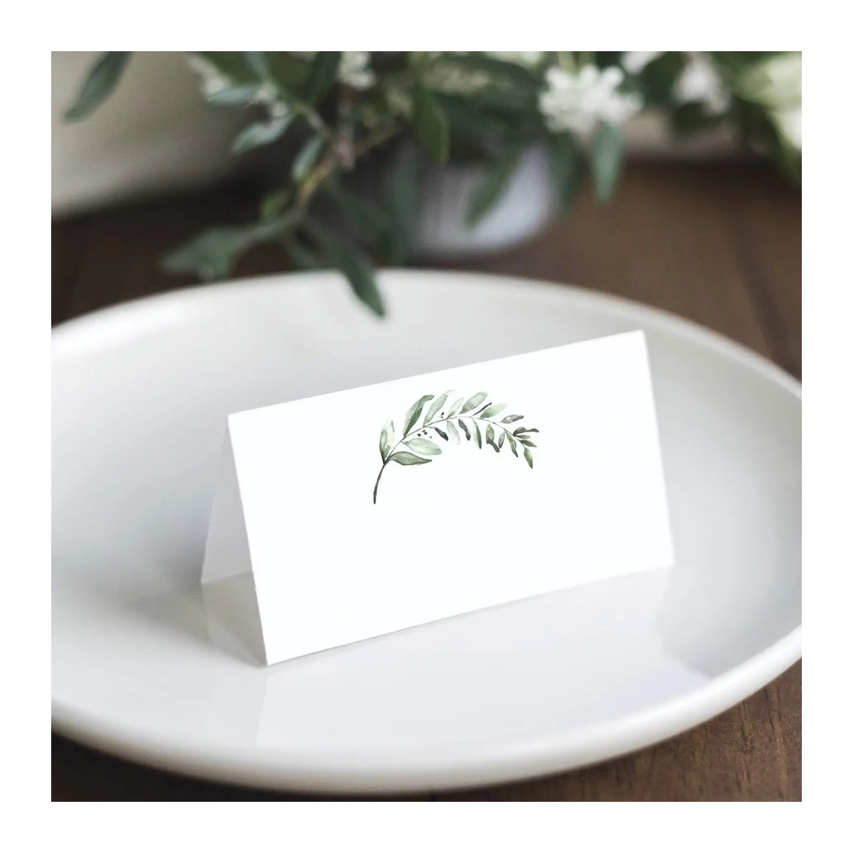 50 Stück Tischkarten im floralen Pflanzen-Stil in Weiß für Hochzeit, Geburtstag oder Weihnachten - Bild 2
