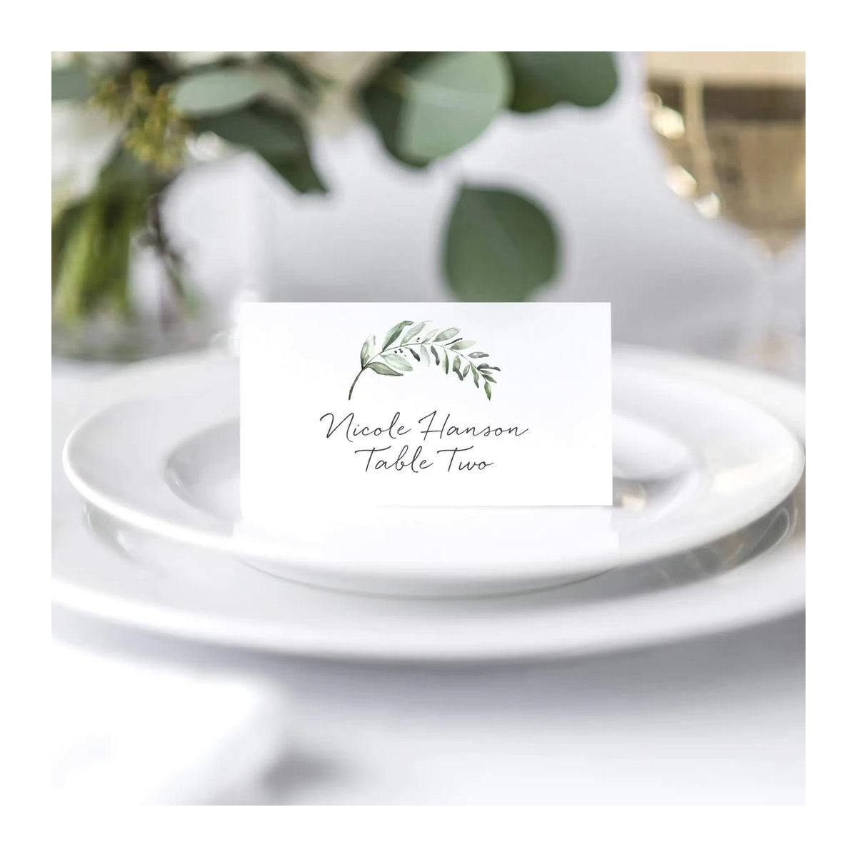 50 Stück Tischkarten im floralen Pflanzen-Stil in Weiß für Hochzeit, Geburtstag oder Weihnachten - Bild 3