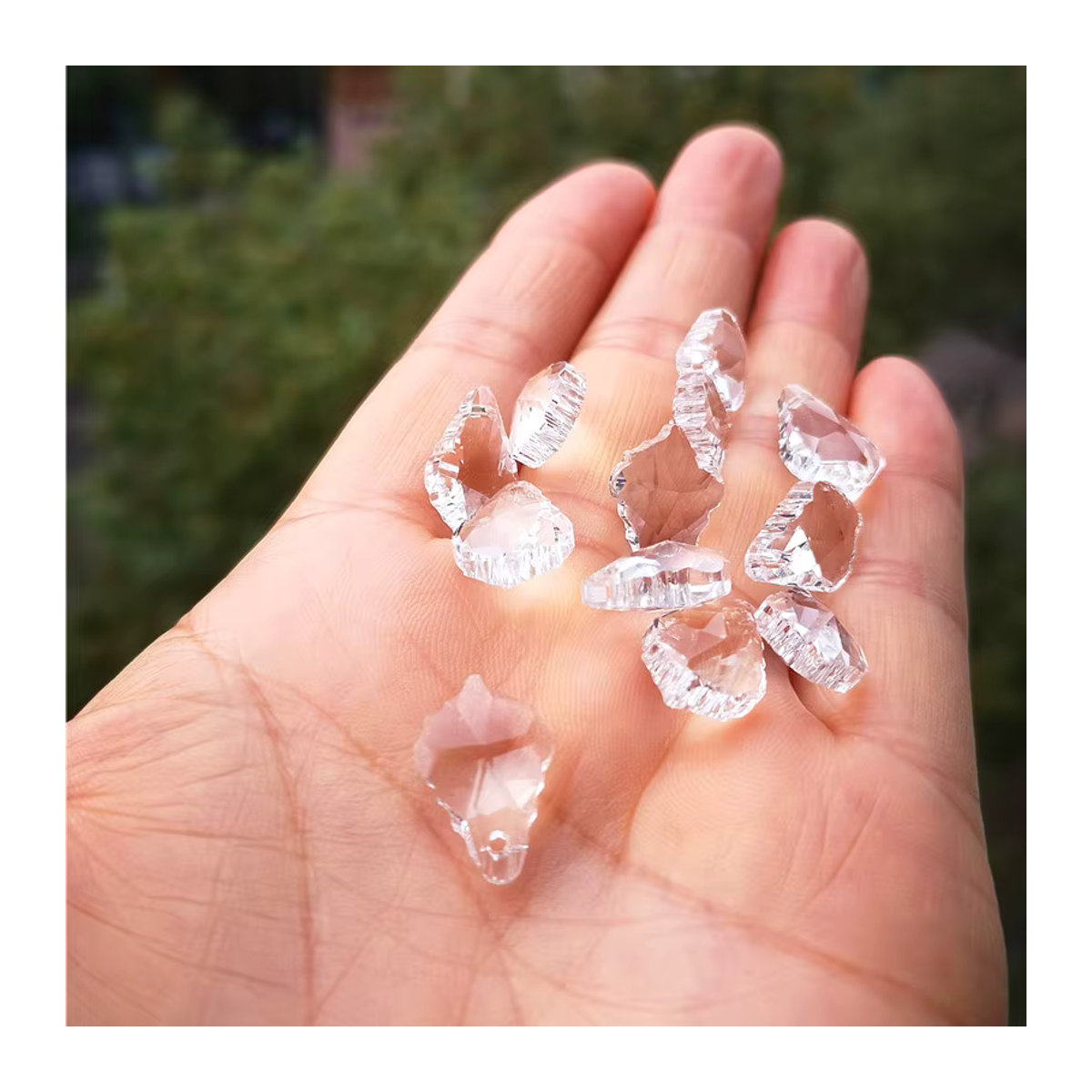50 Stück TZ Kristall Glas Ahornblatt Tropfen in Transparent für Weihnachtsbaum Deko und Schmuckherstellung, 16 mm - Bild 3
