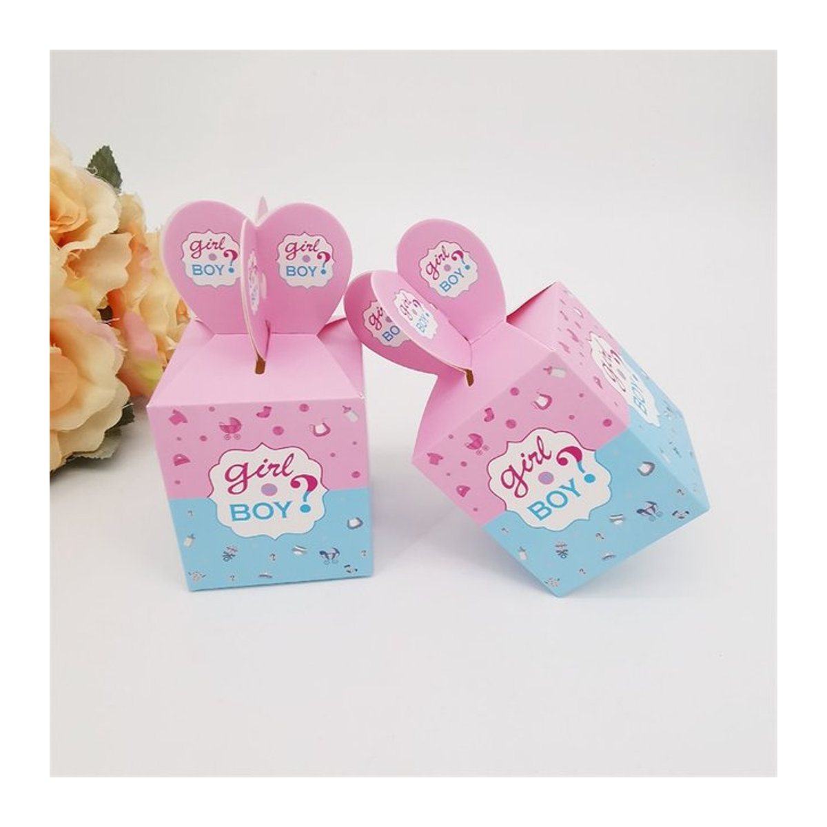 50 Stück VRISE Süßigkeitenboxen aus Papier für Gender Reveal Partys und Geburtstage, mehrfarbig, rechteckig - Bild 1