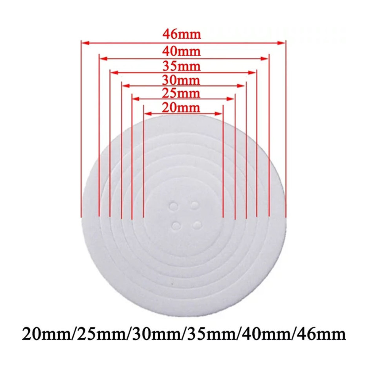 50 Stück Zelila Schaumstoffdichtungen für die Münzaufbewahrung, weiße EVA-Ringe aus Kunststoff, Durchmesser: 20 mm, 25 mm, 30 mm, 35 mm, 40 mm und 46 mm - Bild 1