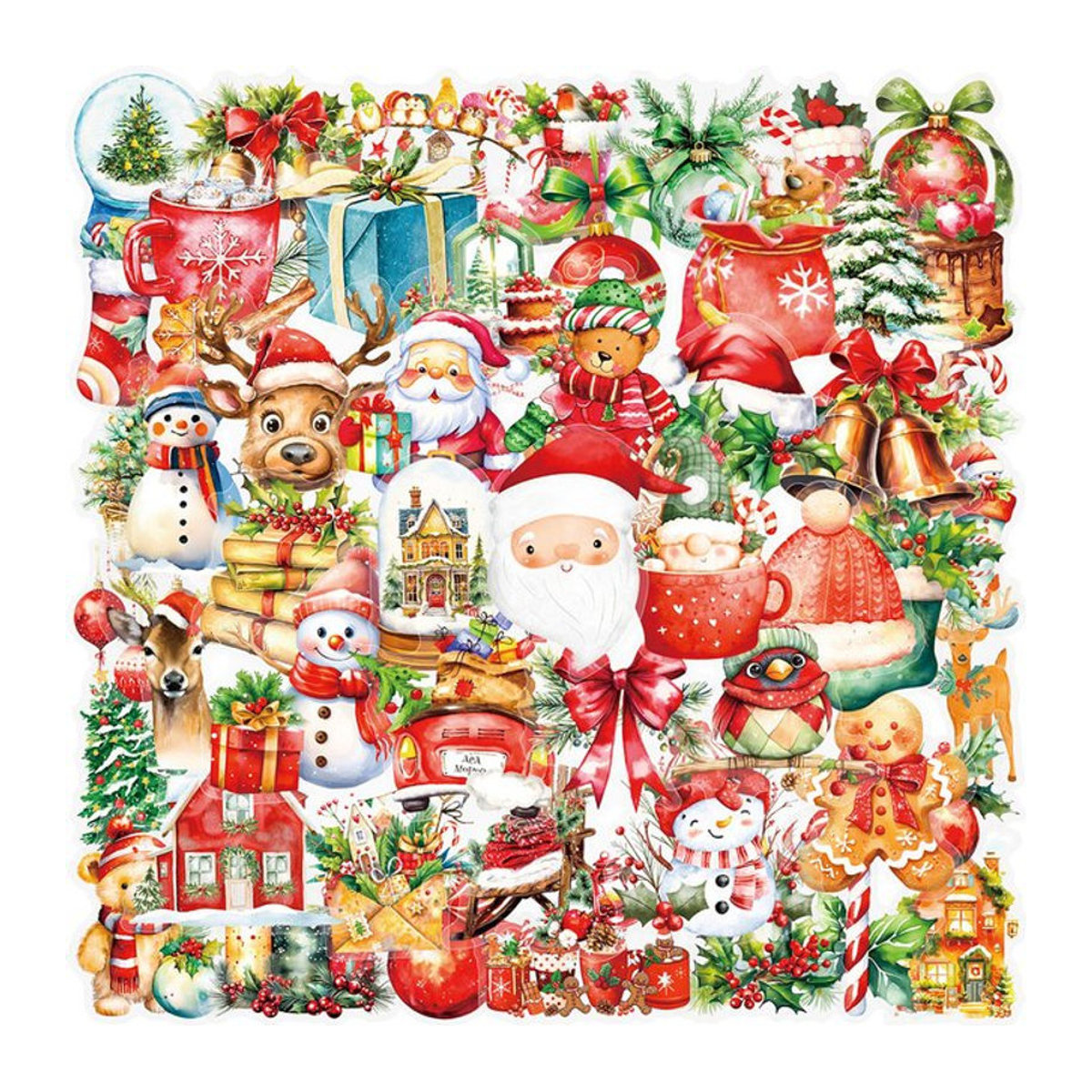 50-teiliges Set transparente Weihnachts-Aufkleber für Dekorationen von Windows und Laptops, wasserfeste Graffiti-Sticker von BulingBulingStickers Store, mehrfarbig - Bild 1