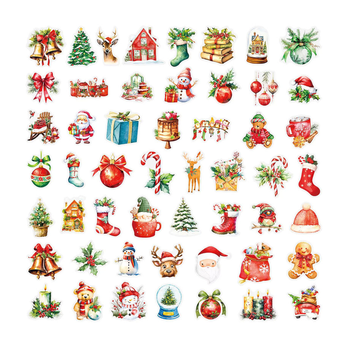 50-teiliges Set transparente Weihnachts-Aufkleber für Dekorationen von Windows und Laptops, wasserfeste Graffiti-Sticker von BulingBulingStickers Store, mehrfarbig - Bild 3