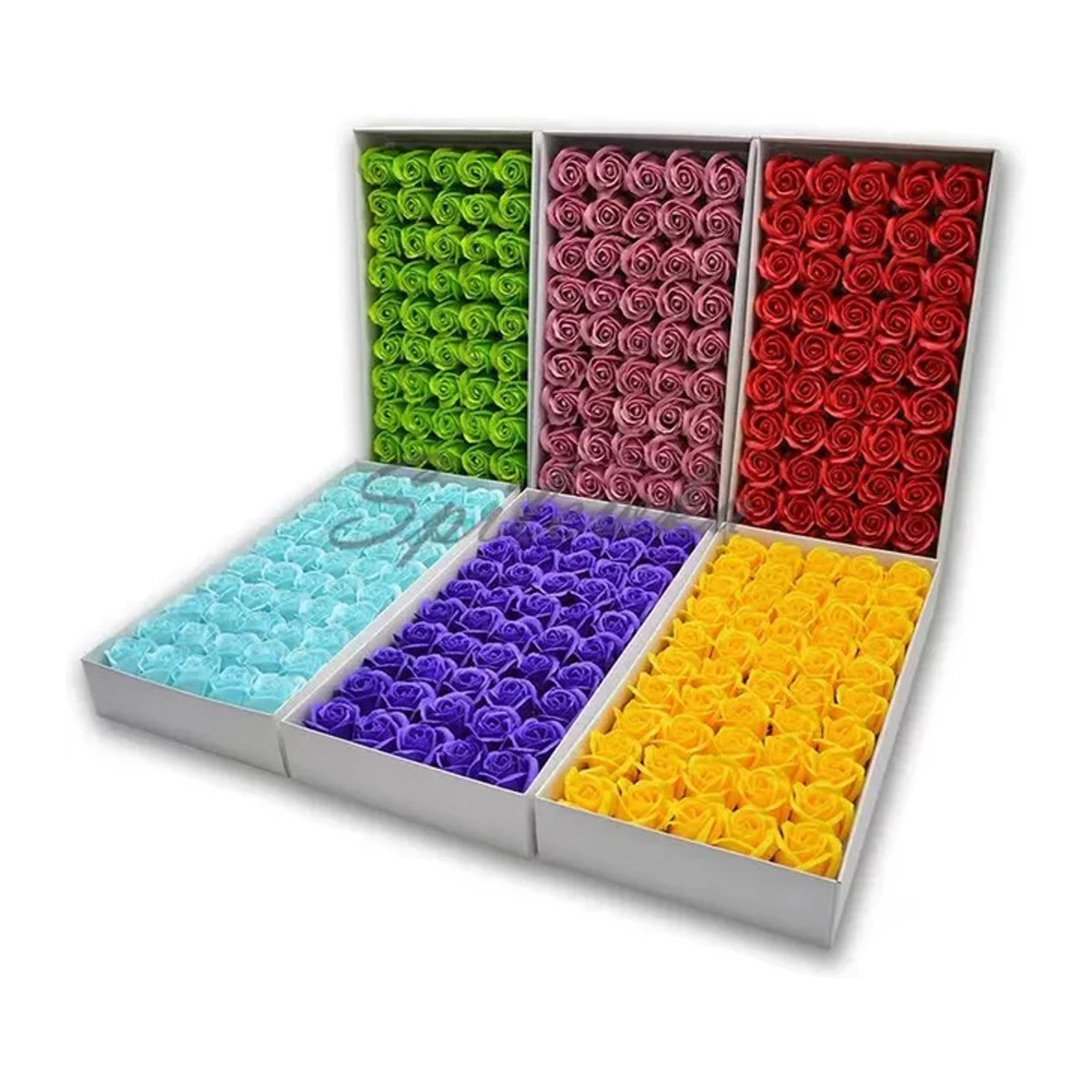 50er Set Künstliche Rosenköpfe von Spilewka in Mehrfarbig, Durchmesser: 4,5 cm, Ideal für Hochzeits- und Valentinstagsdekoration - Bild 1