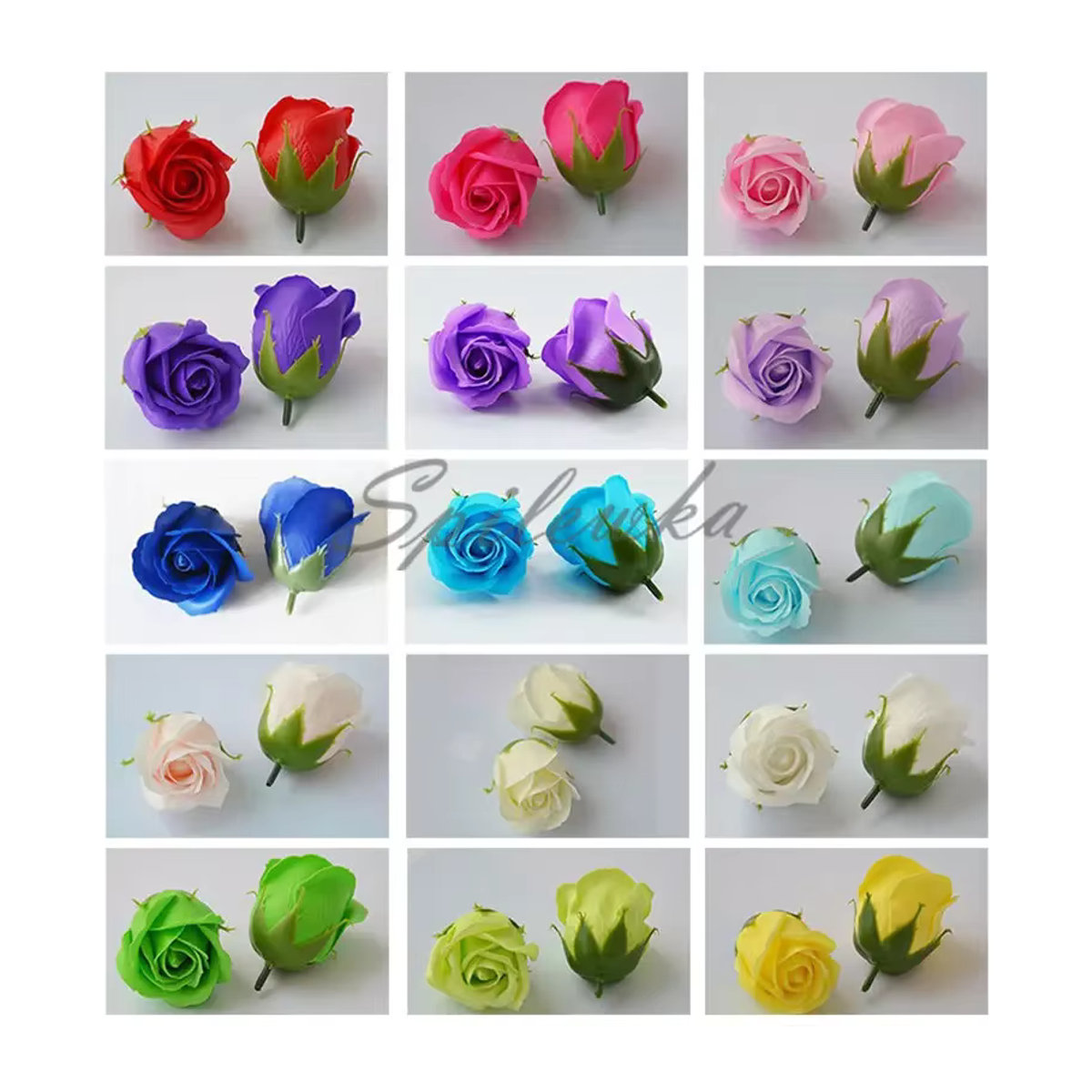 50er Set Künstliche Rosenköpfe von Spilewka in Mehrfarbig, Durchmesser: 4,5 cm, Ideal für Hochzeits- und Valentinstagsdekoration - Bild 2