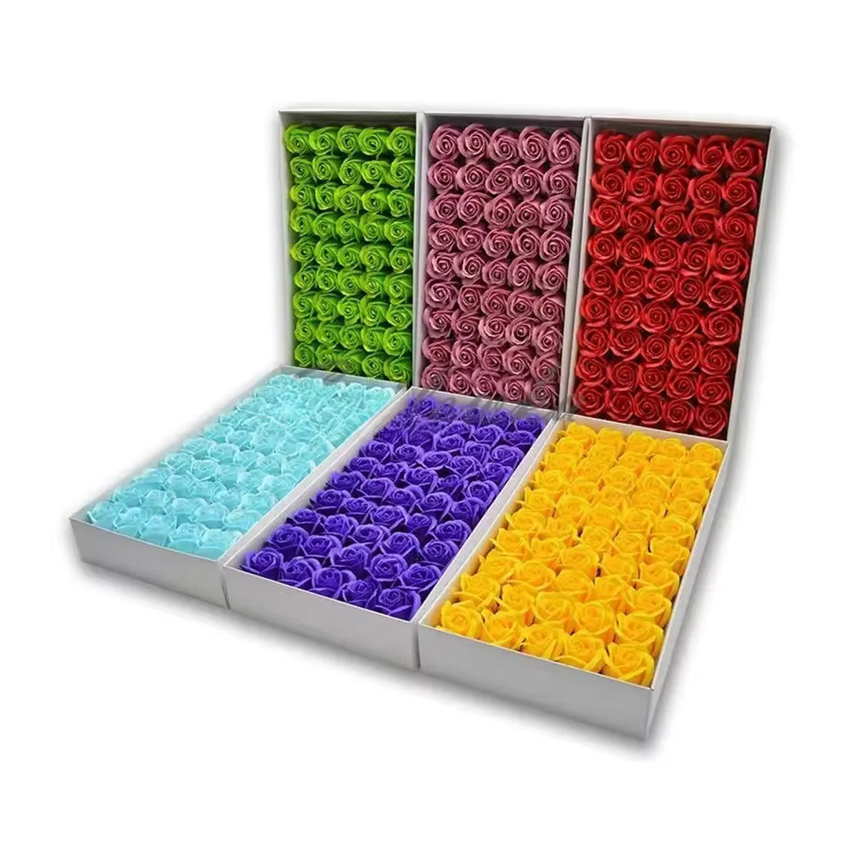50er Set Künstliche Rosenköpfe von Spilewka in Mehrfarbig, Durchmesser: 4,5 cm, Ideal für Hochzeits- und Valentinstagsdekoration - Bild 3