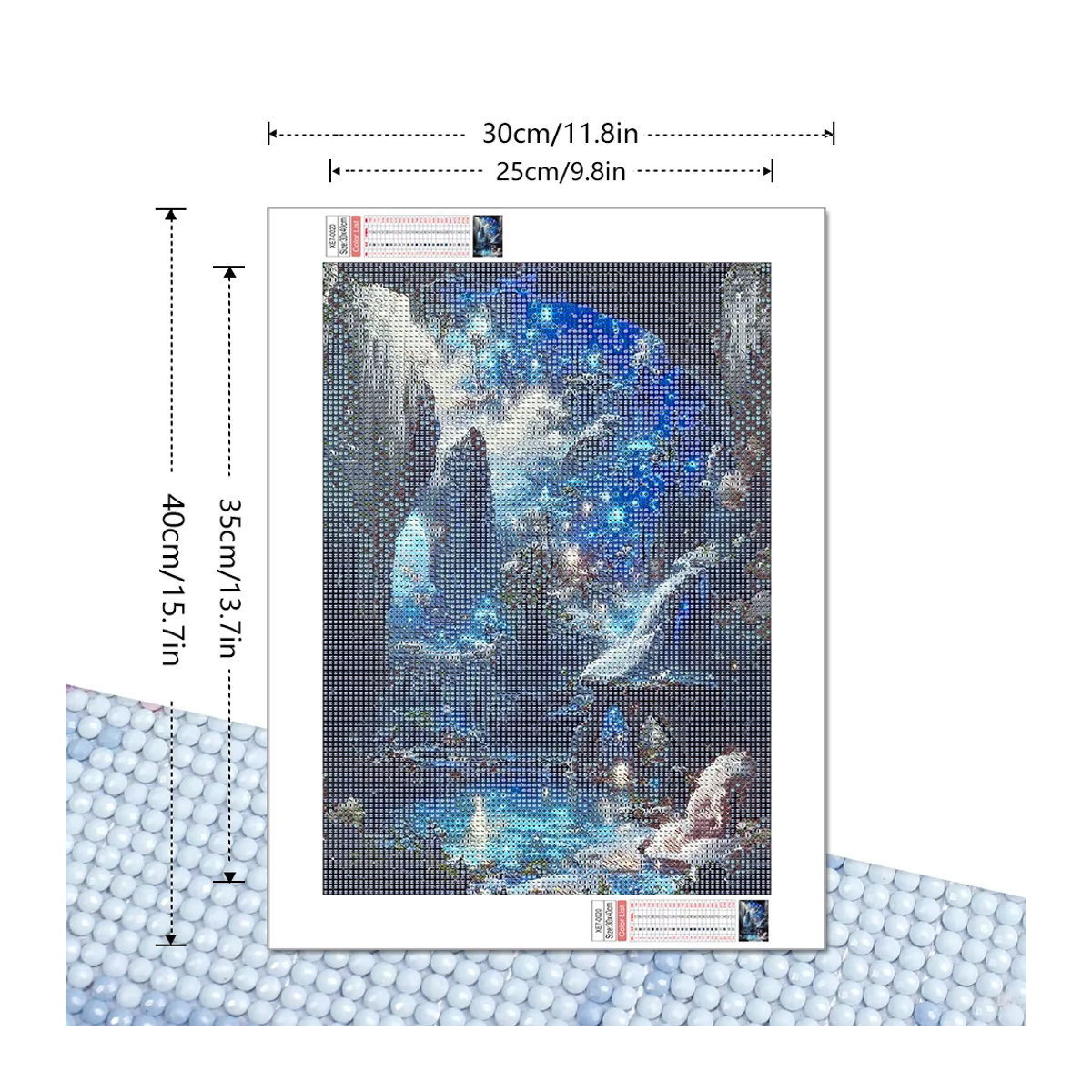 5D Diamantmalerei Landschaft mit runden Mosaiksteinen in Blau, Querformat, B: 40 cm, H: 30 cm - Bild 2