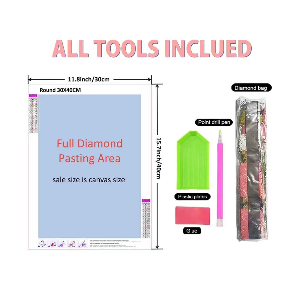 5D DIY Diamantmalerei KAYOU Motiv Niedlicher kleiner Drach liest Bücher als Mosaik Kreuzstich Set in Mehrfarbig - Bild 1