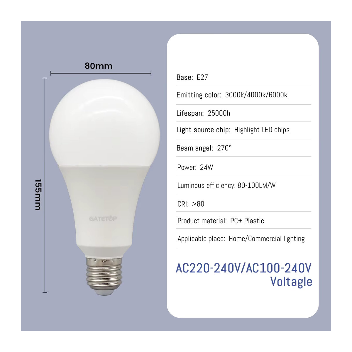 5er Pack Derec LED Birnen E27 mit 24W und 2400lm für helle Beleuchtung - Bild 3