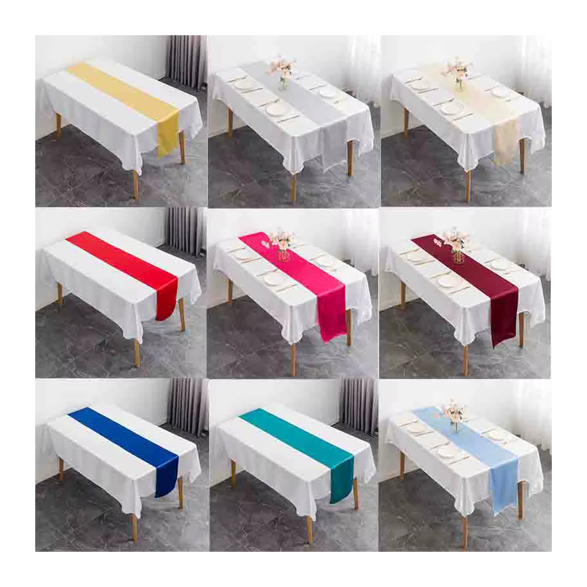 5er Pack Satin Tischläufer von youyouhuan für Hochzeiten und Bankette, Farben: Lila und Gelb, Breite: 30,48 cm, Länge: 274,32 cm - Bild 2