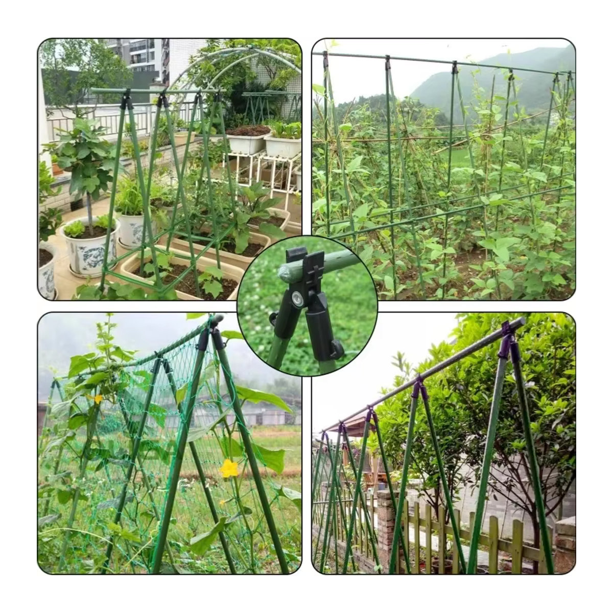 5er Set A-Typ Grip Clip Gartenstützen zur Befestigung von Stangen und Säulen an Zäunen, erweiterbar und einstellbar - Bild 5