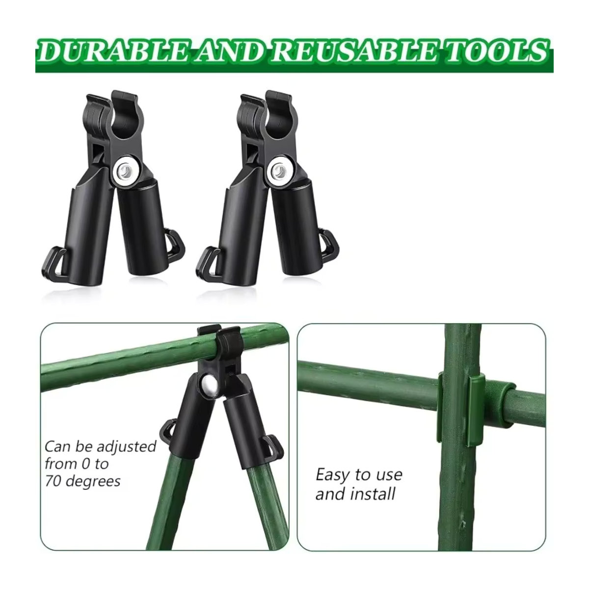 5er Set A-Typ Grip Clip Gartenstützen zur Befestigung von Stangen und Säulen an Zäunen, erweiterbar und einstellbar - Bild 6