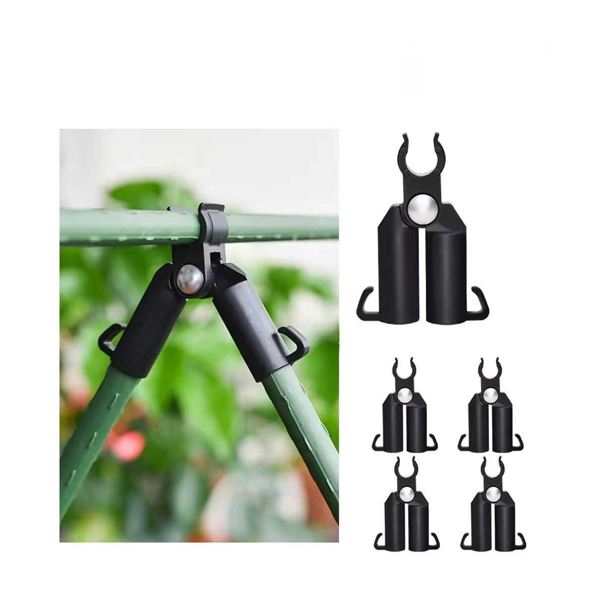 5er Set A-Typ Grip Clip Gartenstützen zur Befestigung von Stangen und Säulen an Zäunen, erweiterbar und einstellbar - Bild 7