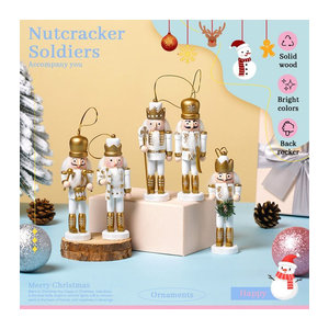5er Set bunte Nussknacker aus Holz als Weihnachts-Hängeornamente, Höhe: 12 cm