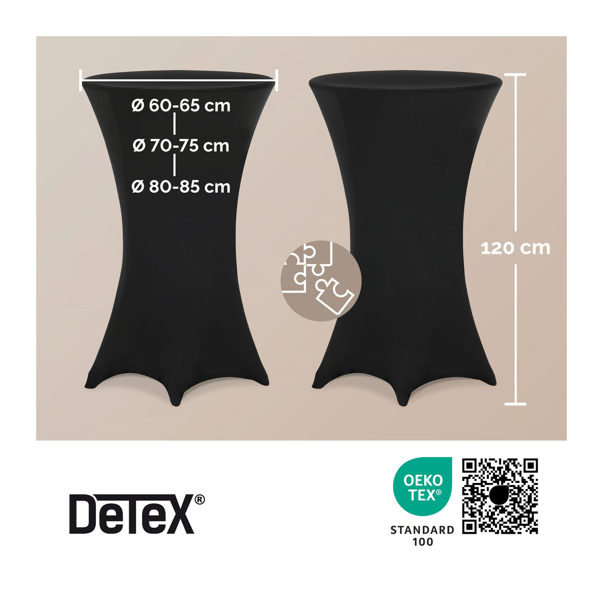 5er-Set DETEX Stehtischhusse Schwarz Durchmesser: 80 cm - Bild 2