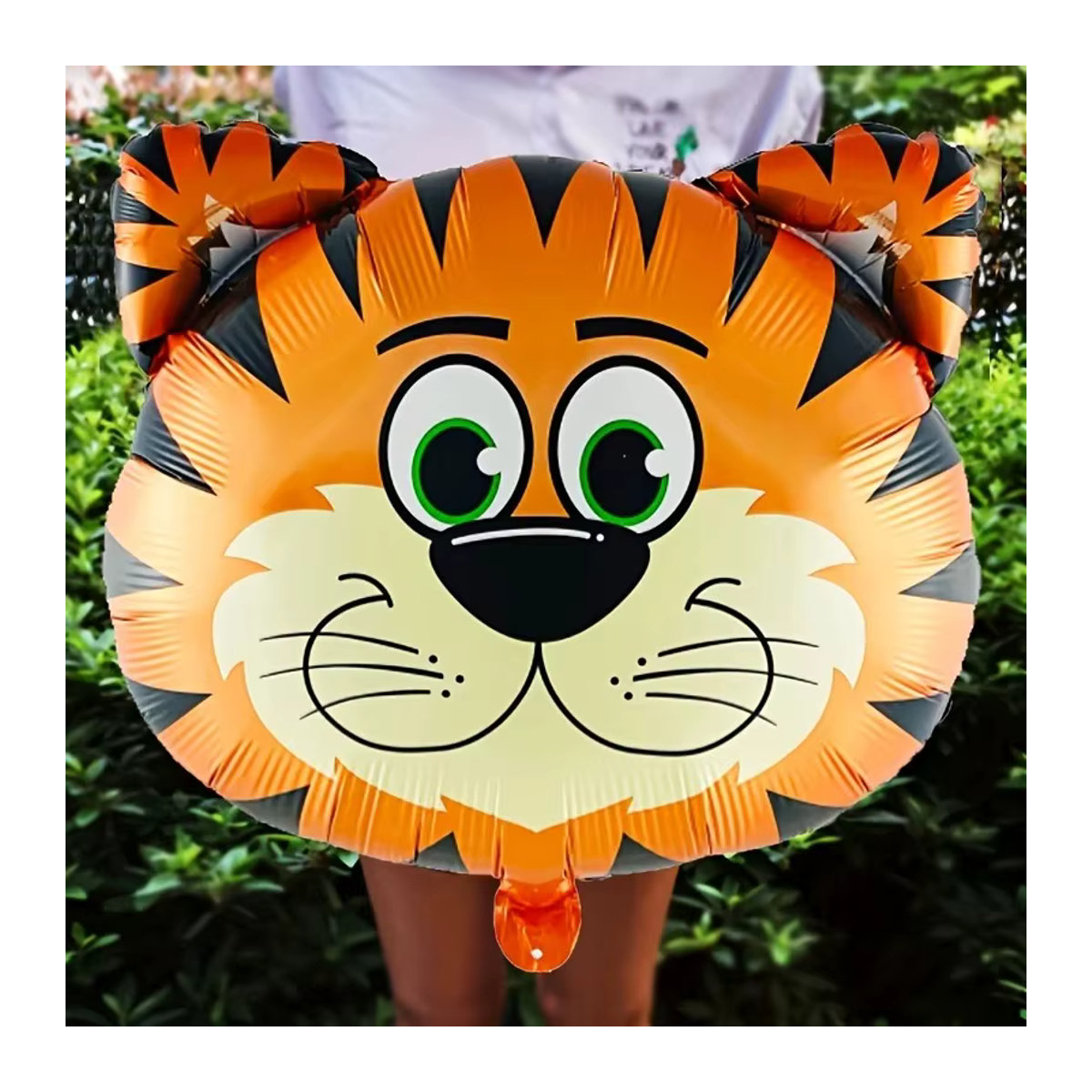 5er Set Dschungel Safari Tierkopf Folienballons Multicolor für Kindergeburtstag und Baby Shower mit Tiger, Zebra, Giraffe, Löwe und Affe - Bild 3
