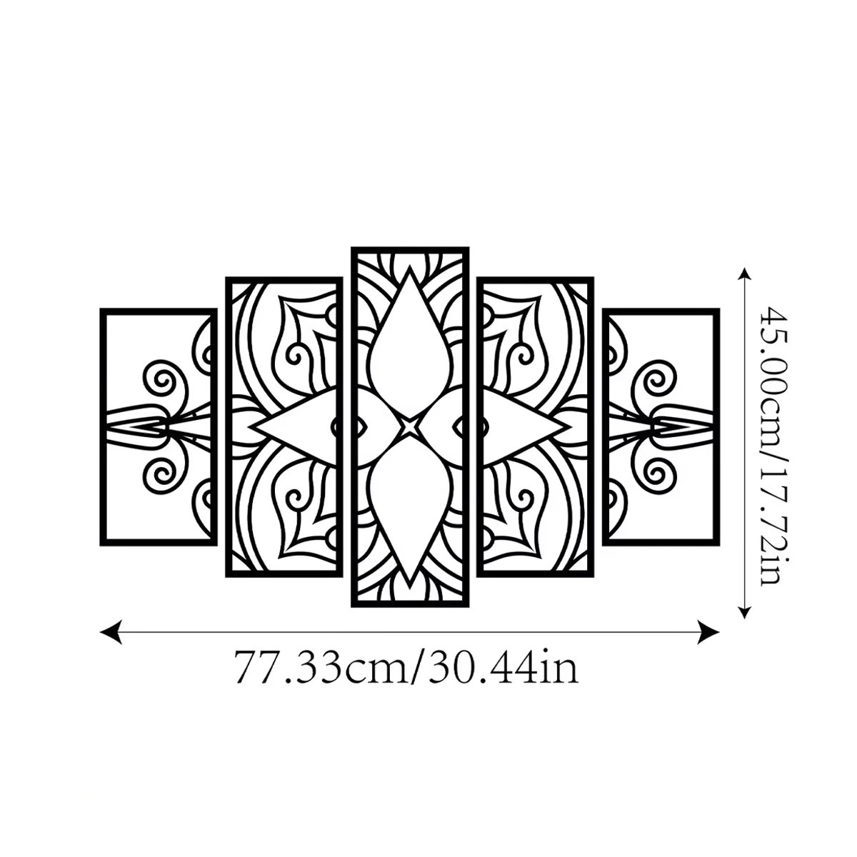 5er Set Mandala Wanddekoration aus Metall in Schwarz, Orientalische Wandkunst mit geometrischem Laserschnitt von CIFBUY - Bild 2