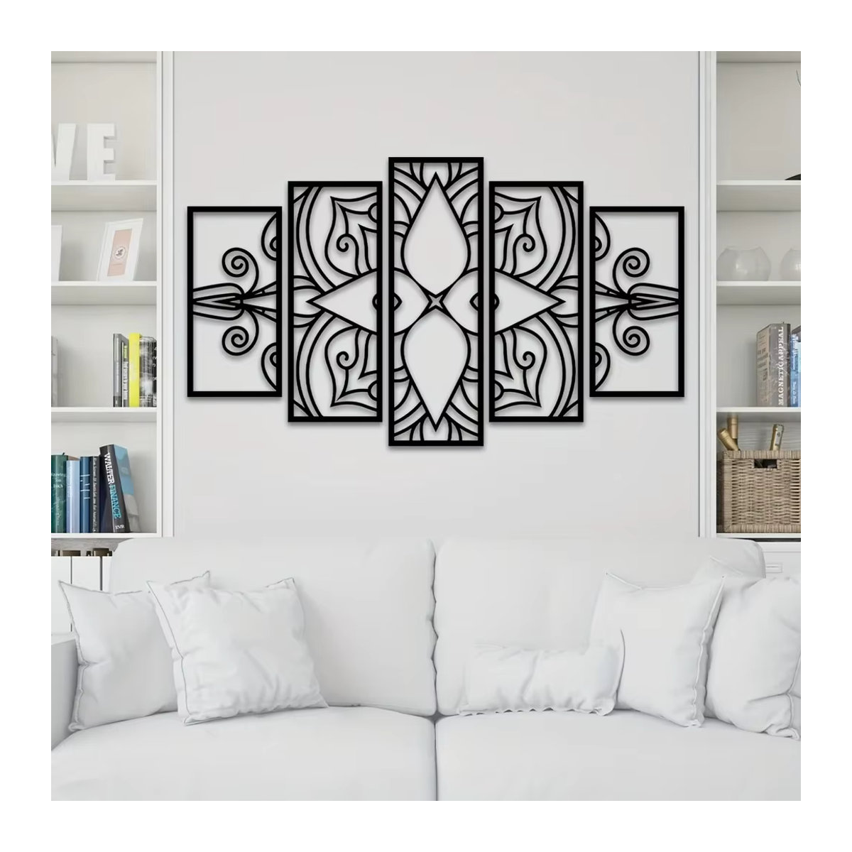 5er Set Mandala Wanddekoration aus Metall in Schwarz, Orientalische Wandkunst mit geometrischem Laserschnitt von CIFBUY - Bild 6