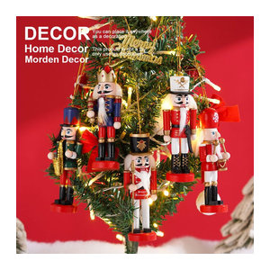 5er Set Nussknacker aus Holz als hängende Weihnachtsdekoration, mehrfarbig, Höhe: 12 cm
