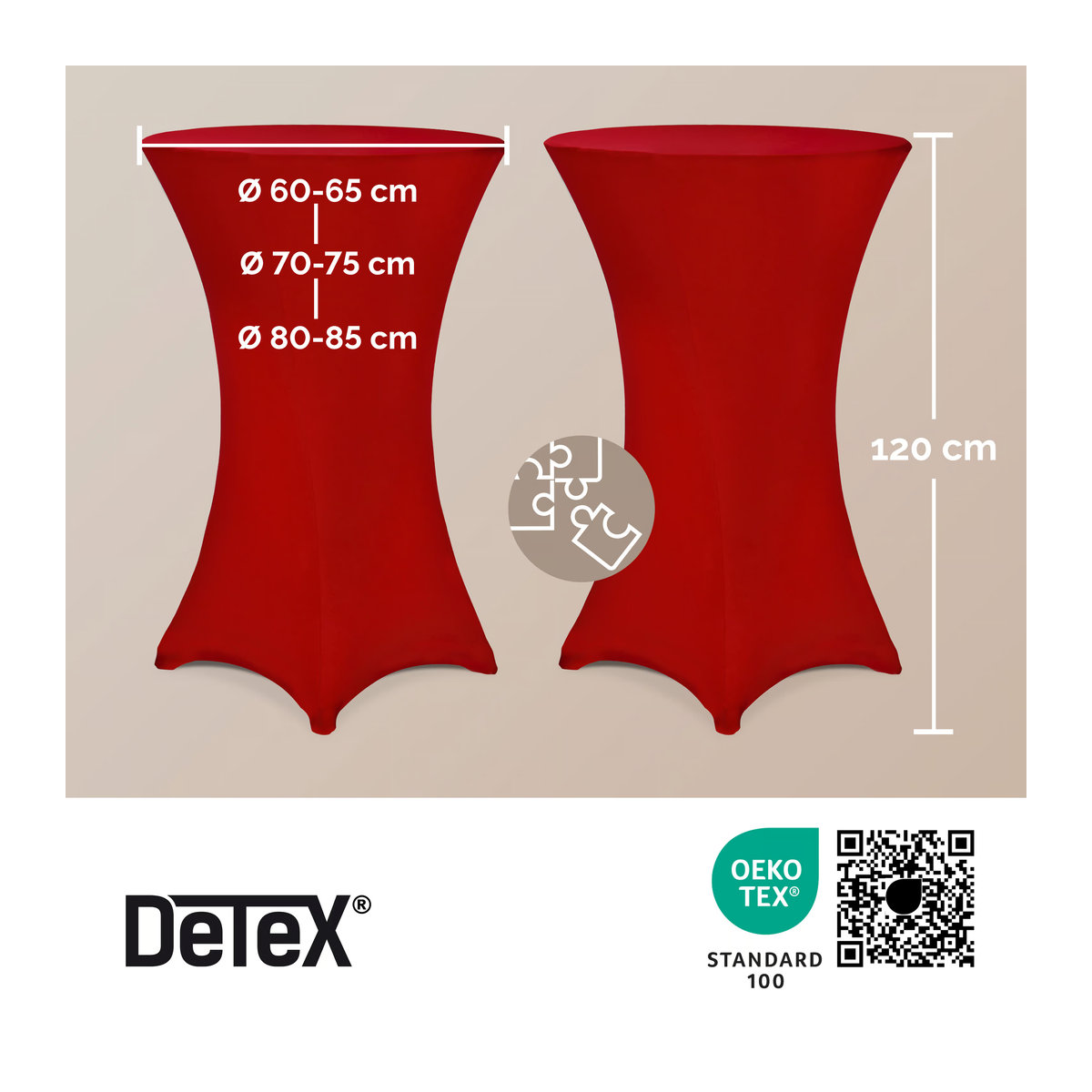5er-Set Stehtischhusse DETEX in Rot mit Durchmesser 60 cm - Bild 1