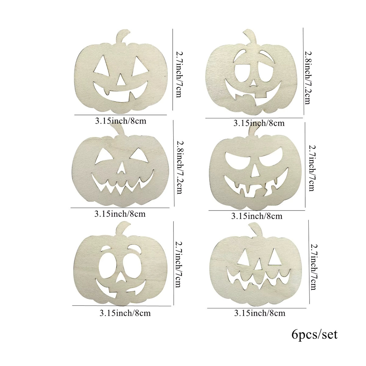 6 Stück Holz-Kürbis Ornamente zum Bemalen für Halloween DIY Kinder Bastelset und Tischdekoration - Bild 2
