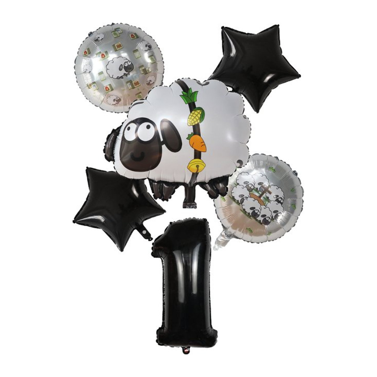6 Stück weiße Schafe-Folienballons für Kinder als Dekoration für Geburtstag, Babyparty oder Hochzeit - Bild 1