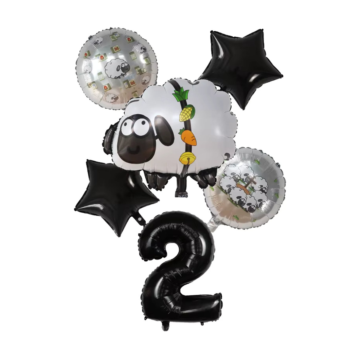 6 Stück weiße Schafe-Folienballons für Kinder als Dekoration für Geburtstag, Babyparty oder Hochzeit - Bild 2