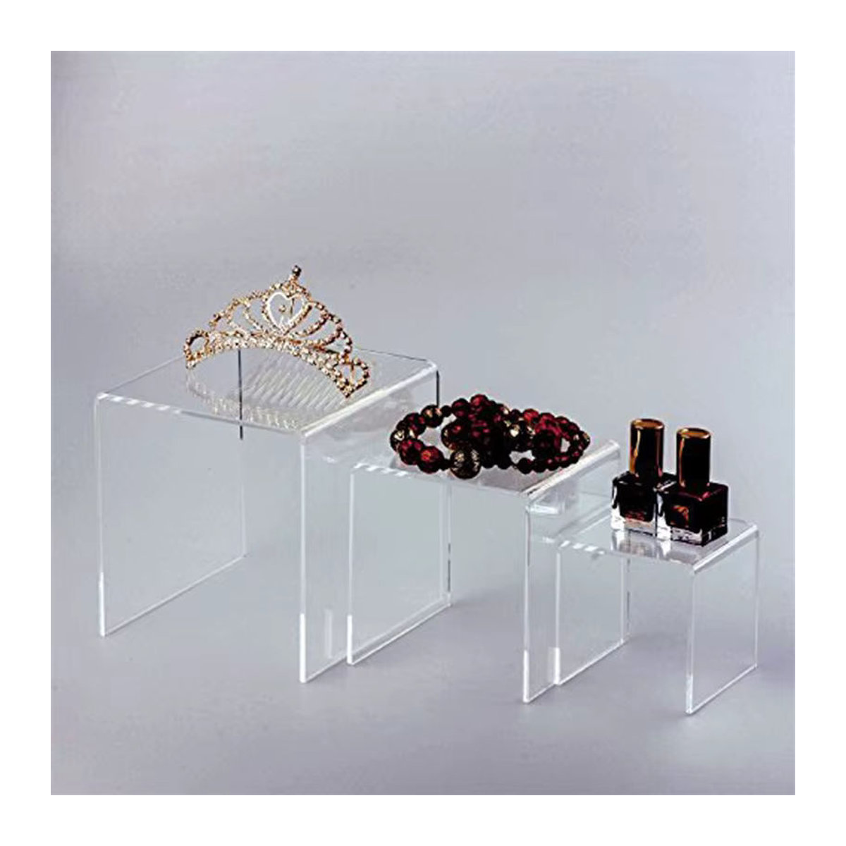 6-teiliges Dream Hunter Acryl-Displayständer Set aus transparentem Kunststoff für Schmuck, Actionfiguren und Make-up - Bild 3