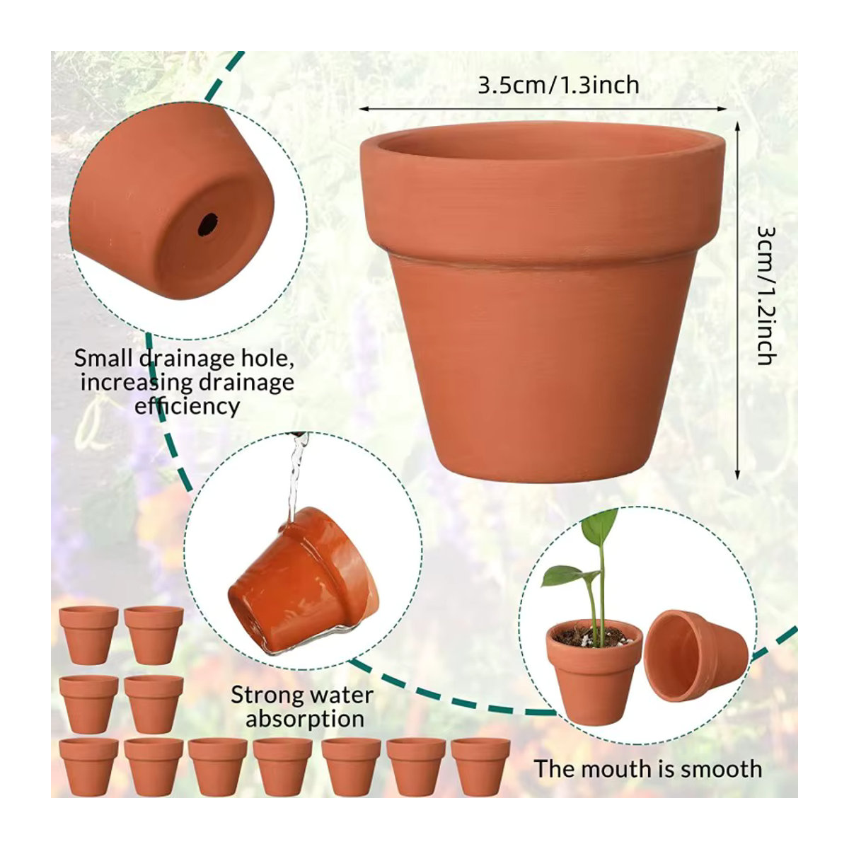 60 Stück MINITAKING Mini Terrakotta-Töpfe aus Keramik in Braun und Rot mit Entwässerungsloch für Kakteen und Blumen - Bild 3