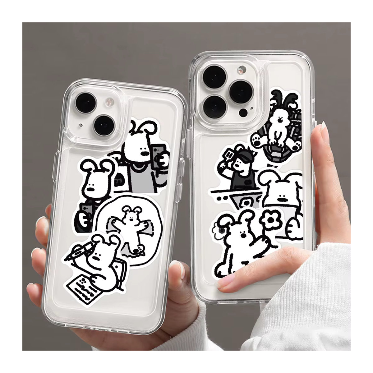 62 Stück Hund Aufkleber im Stick Figur Stil in Schwarz-Weiß für Kinder als Graffiti DIY Deko für Wand, Notebook, Telefon und Fahrrad - Bild 2