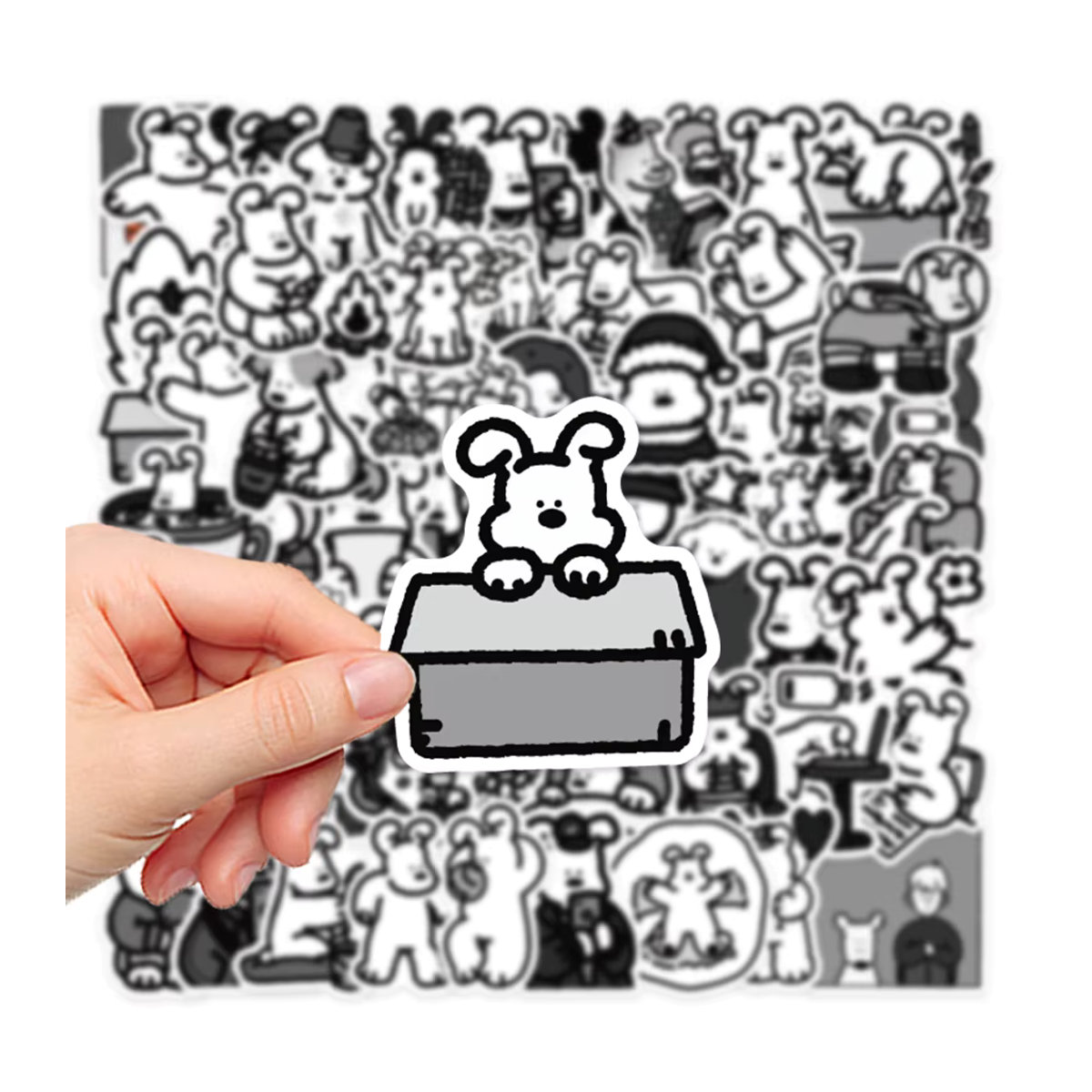 62 Stück Hund Aufkleber im Stick Figur Stil in Schwarz-Weiß für Kinder als Graffiti DIY Deko für Wand, Notebook, Telefon und Fahrrad - Bild 4