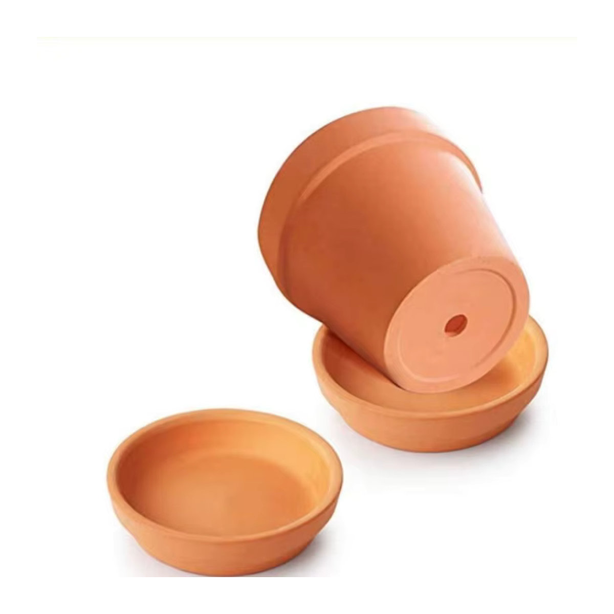 6er-Pack MINITAKING Terrakotta-Töpfe mit Untertassen in Rot, Ton-Blumenpflanzgefäße für Sukkulenten mit Entwässerungslöchern, Durchmesser: 7,6 cm - Bild 2