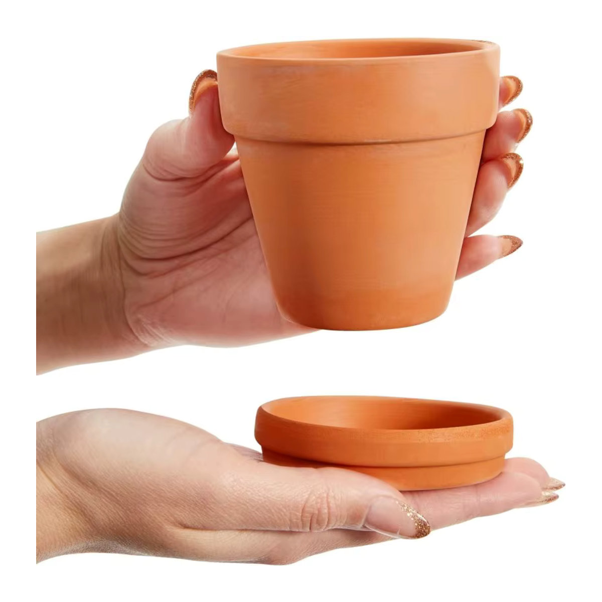 6er-Pack MINITAKING Terrakotta-Töpfe mit Untertassen in Rot, Ton-Blumenpflanzgefäße für Sukkulenten mit Entwässerungslöchern, Durchmesser: 7,6 cm - Bild 4