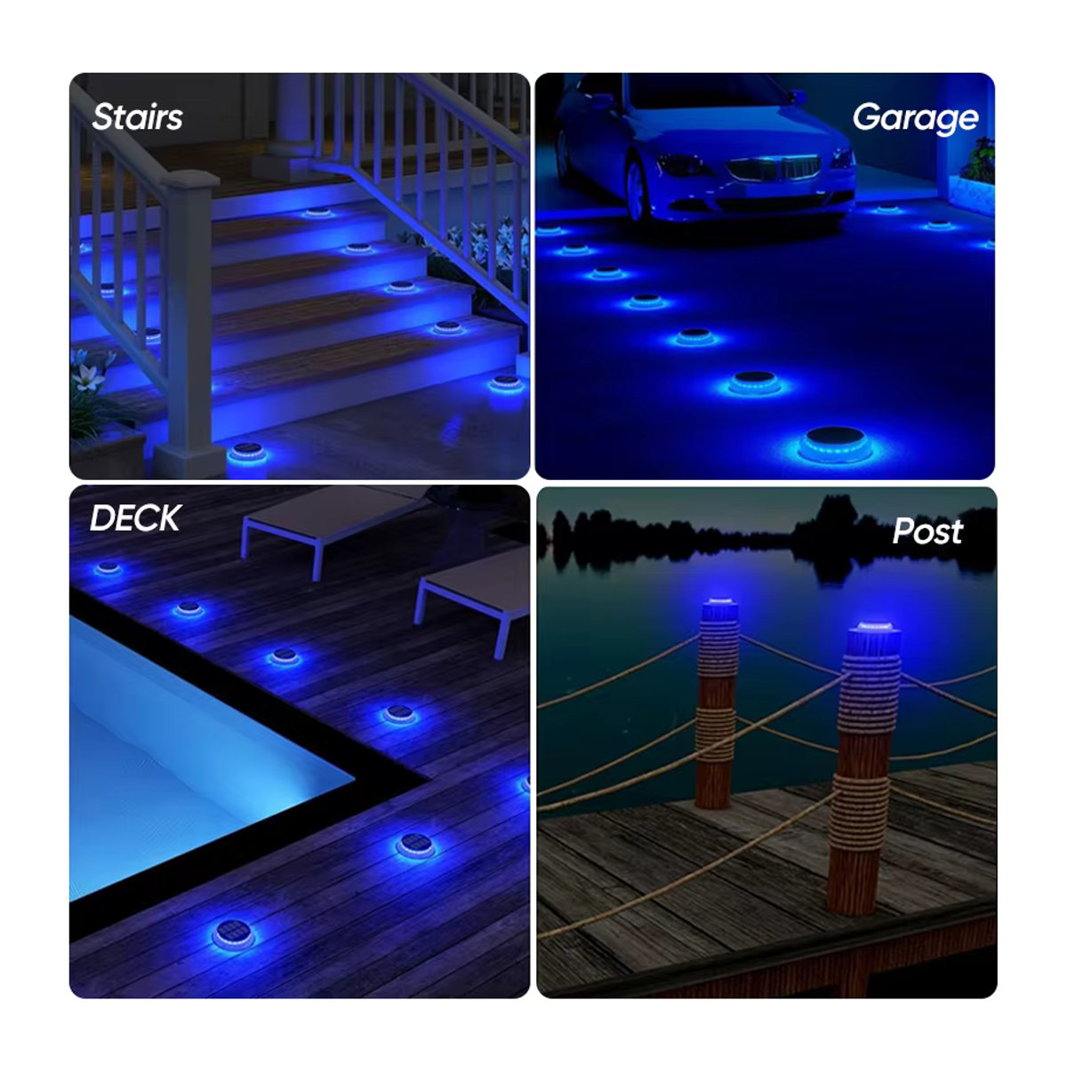6er-Pack Yilaie Solar-Einfahrtsleuchten in Blau mit LED und IP68 wasserdicht für Außenbereich, Stufen und Poolwege - Bild 2