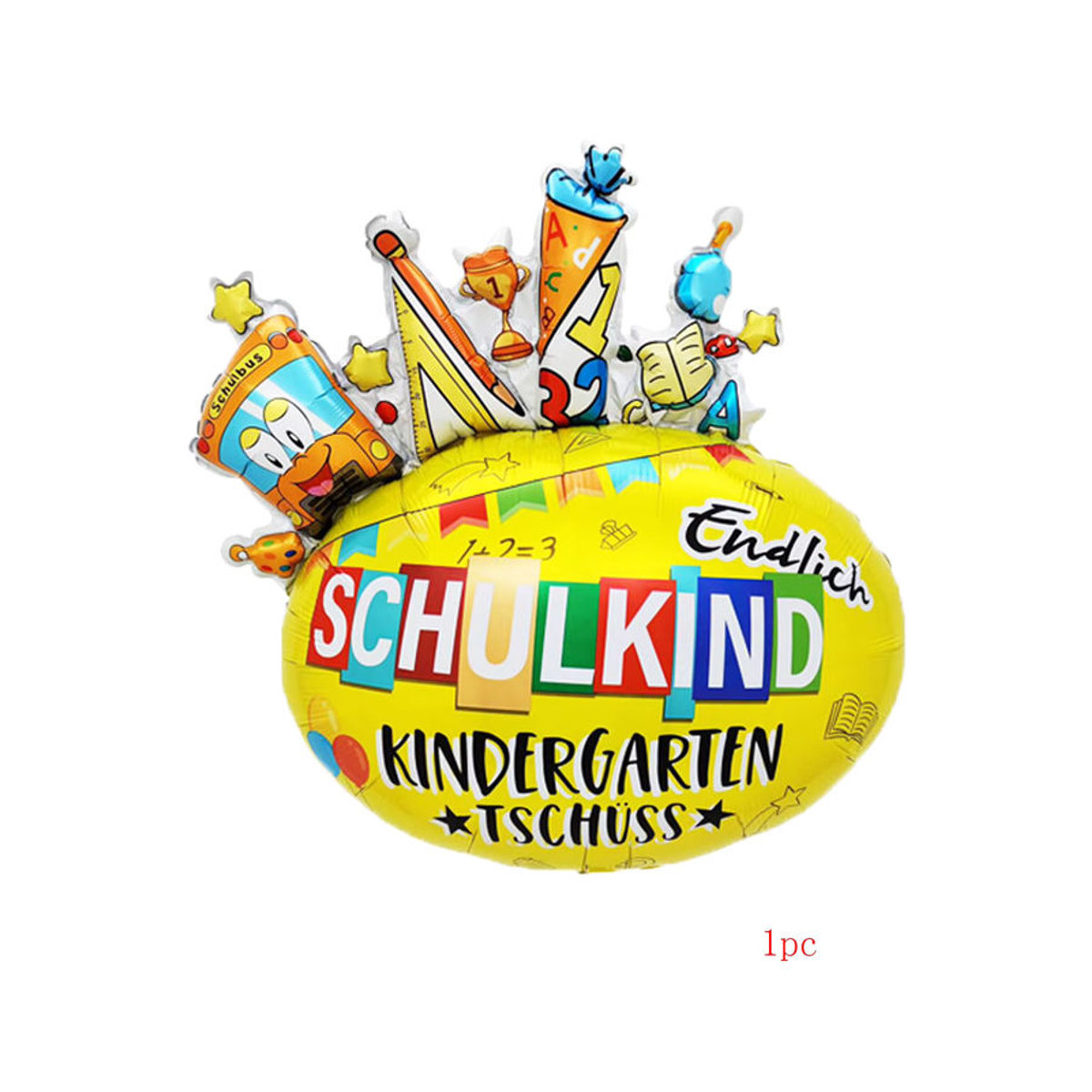 6er Set bunte Folienballons für den Schulanfang von EACH PARTY als Dekoration für Kinder und Klassenzimmer - Bild 4