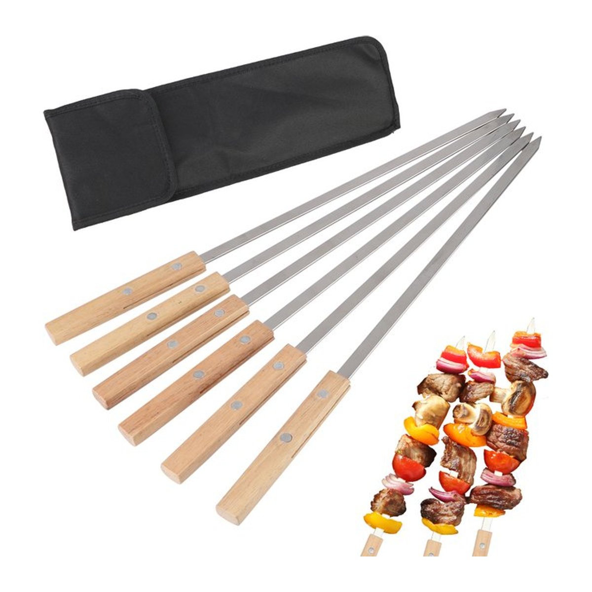 6er Set Edelstahl Grillspieße für professionelles Outdoor-Grillen - Bild 1