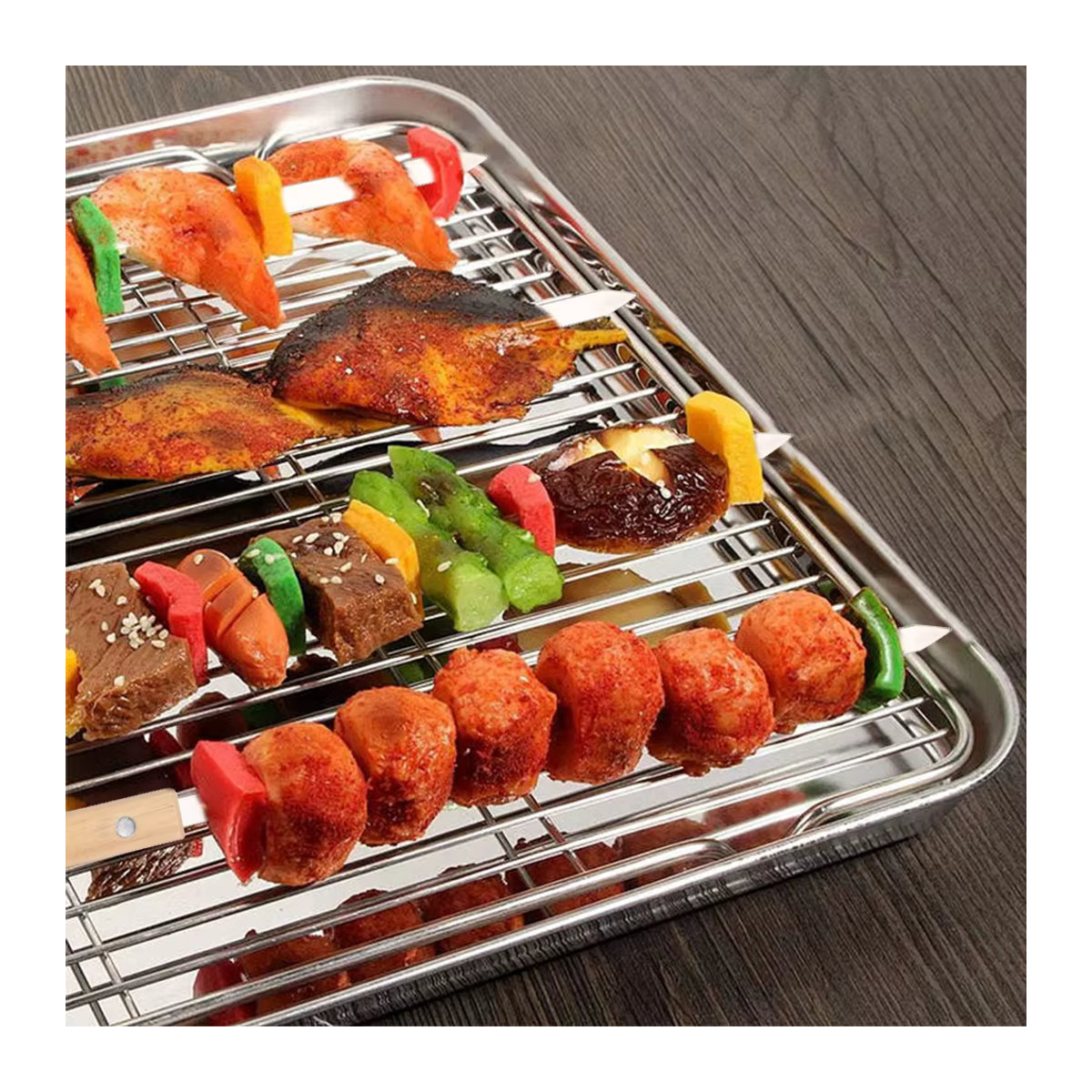6er Set Edelstahl Grillspieße für professionelles Outdoor-Grillen - Bild 3