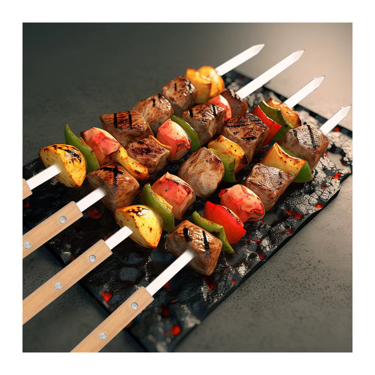6er Set Edelstahl Grillspieße für professionelles Outdoor-Grillen - Bild 5