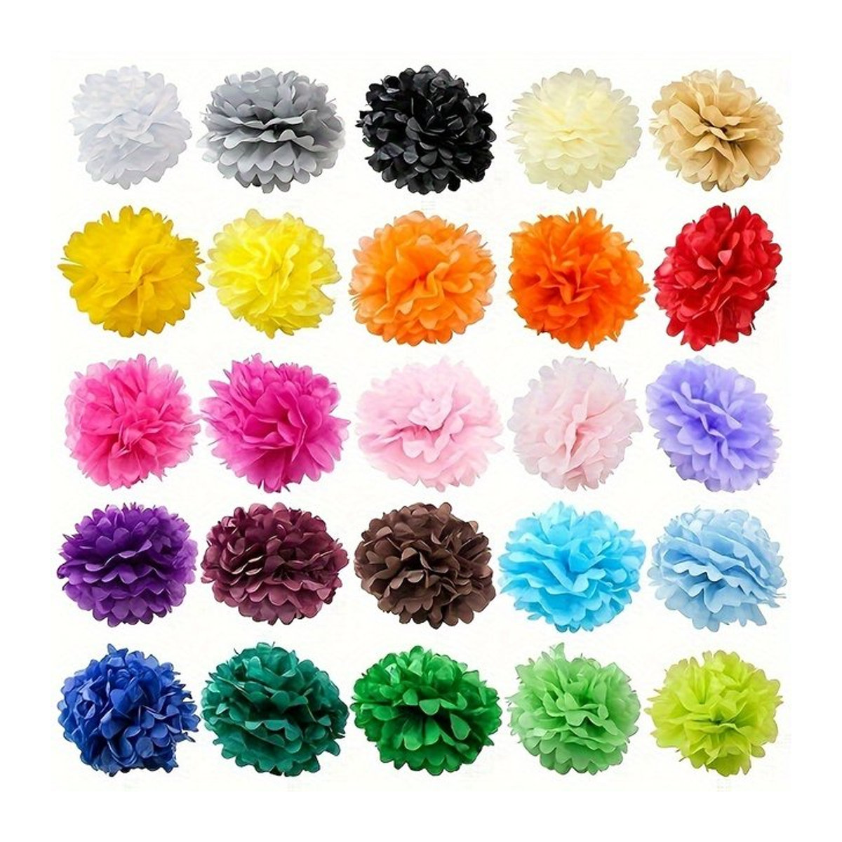 6er-Set handgefertigte Papier-Blumengirlande in Multicolor und Weiß, Durchmesser: 25 cm, dekorative Blumen-Girlande für Hochzeit, Geburtstag und Weihnachten - Bild 1