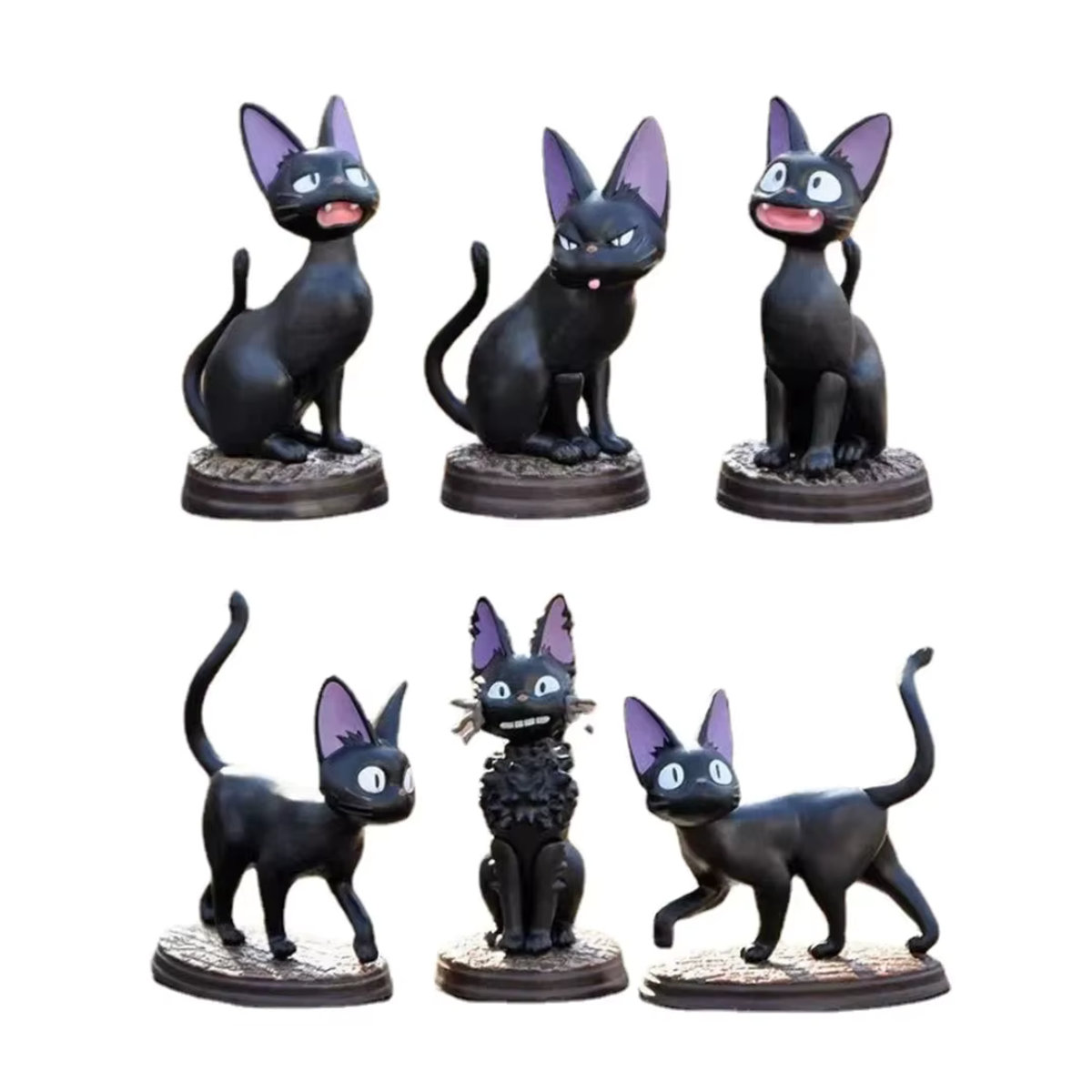 6er Set Jiji Schwarze Katze Figuren aus PVC im Hayao Miyazaki Stil für Kinder - Bild 2