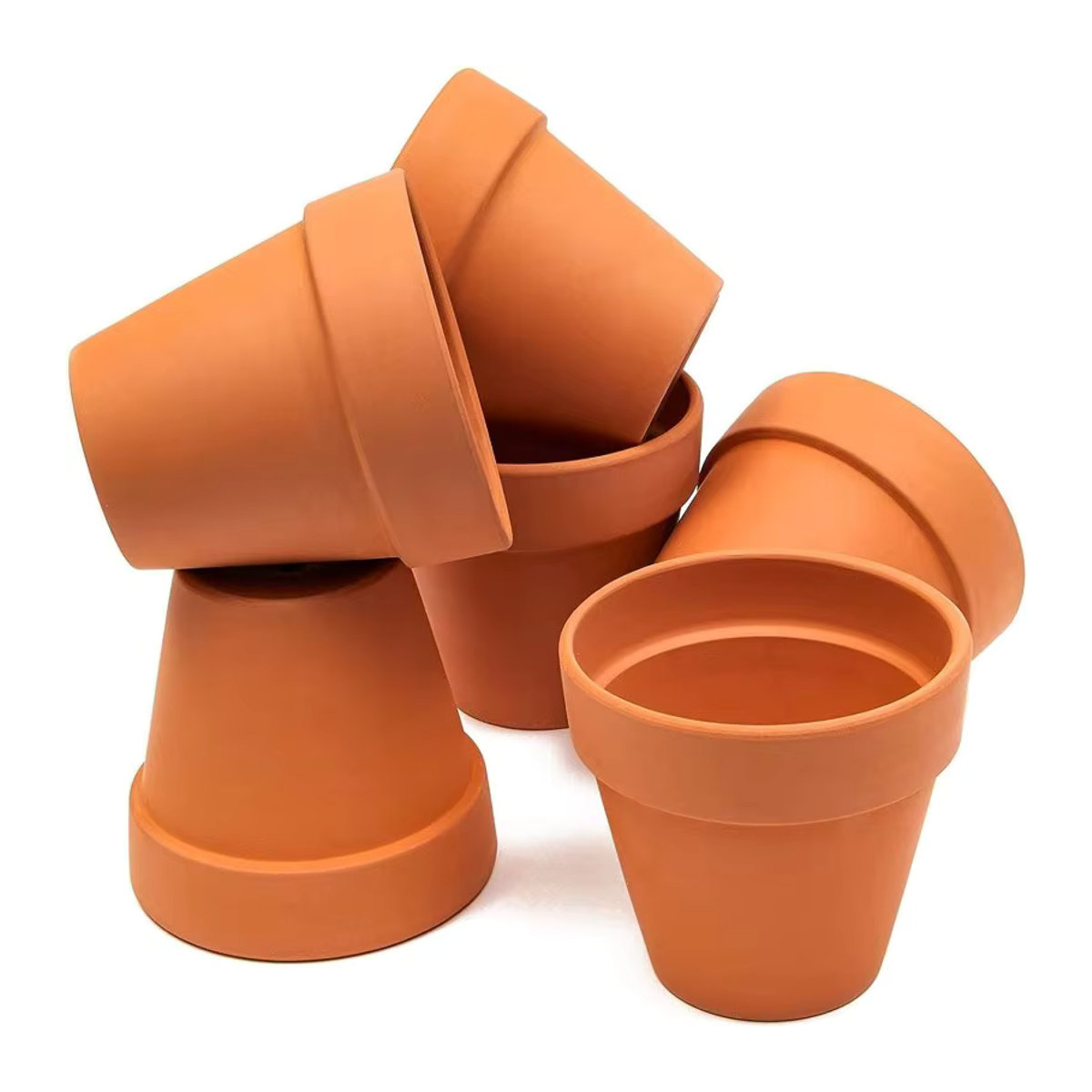6er Set MINITAKING Pflanzgefäße aus Keramik in Terra Cotta mit Drainageloch, 4,5 Zoll Blumentöpfe für Kakteen und Sukkulenten, Farbe: Rot - Bild 2