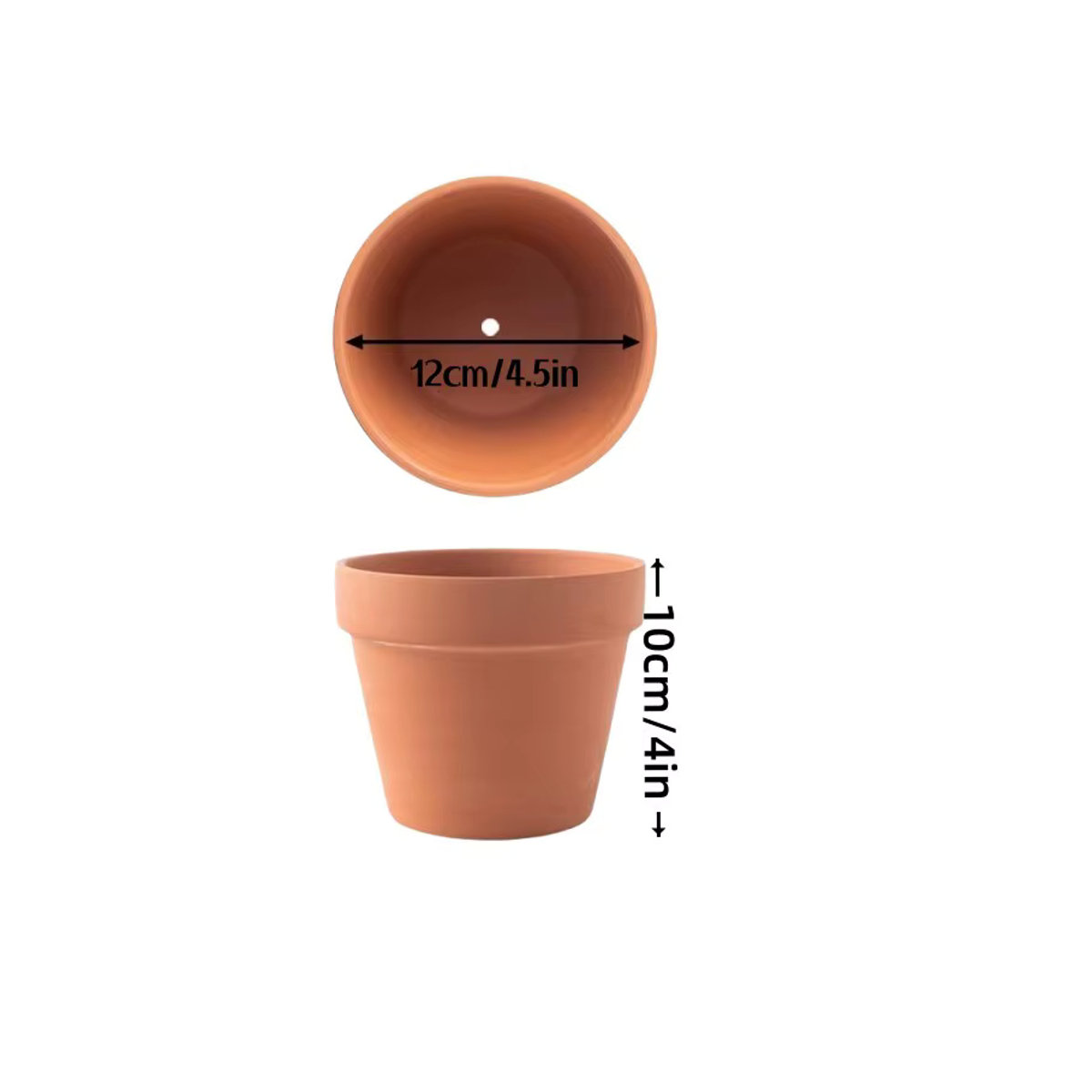 6er Set MINITAKING Pflanzgefäße aus Keramik in Terra Cotta mit Drainageloch, 4,5 Zoll Blumentöpfe für Kakteen und Sukkulenten, Farbe: Rot - Bild 4